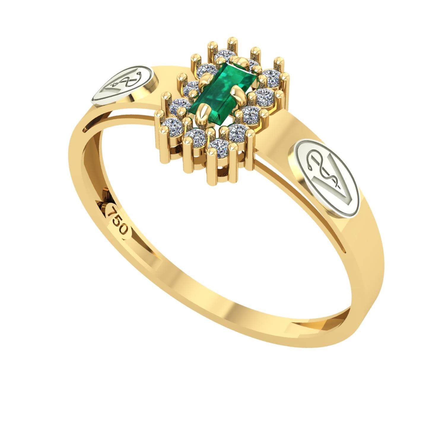 Anel Formatura Medicina Veterinaria Baguete Aro Detalhe Vazado Ouro 18K