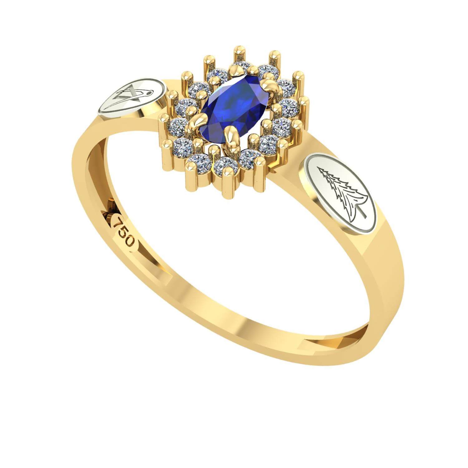 Anel Formatura Arquitetura Oval Aro Reto Ouro 18K