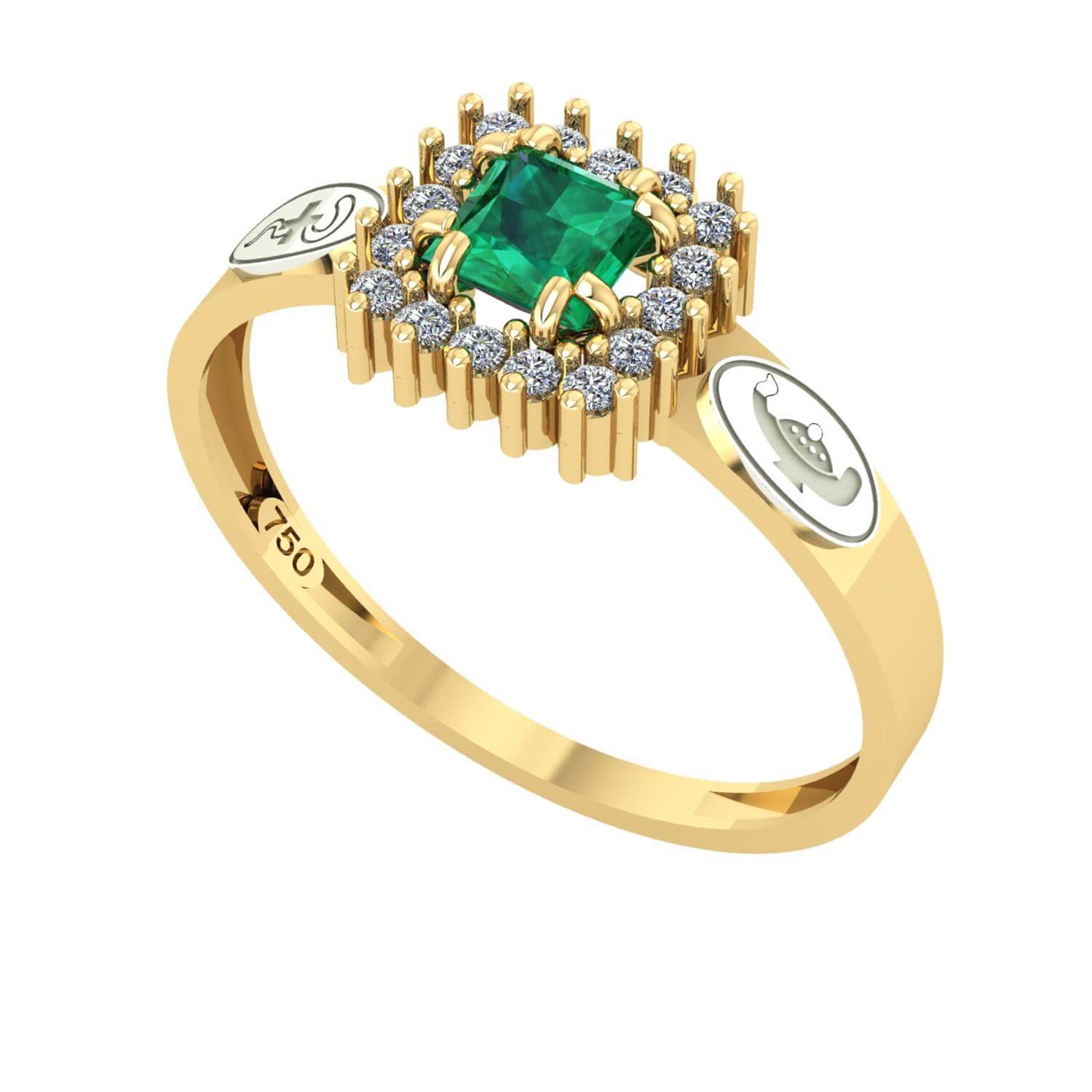 Anel Formatura Enfermagem Quadrado Aro Reto Ouro 18K Feminino