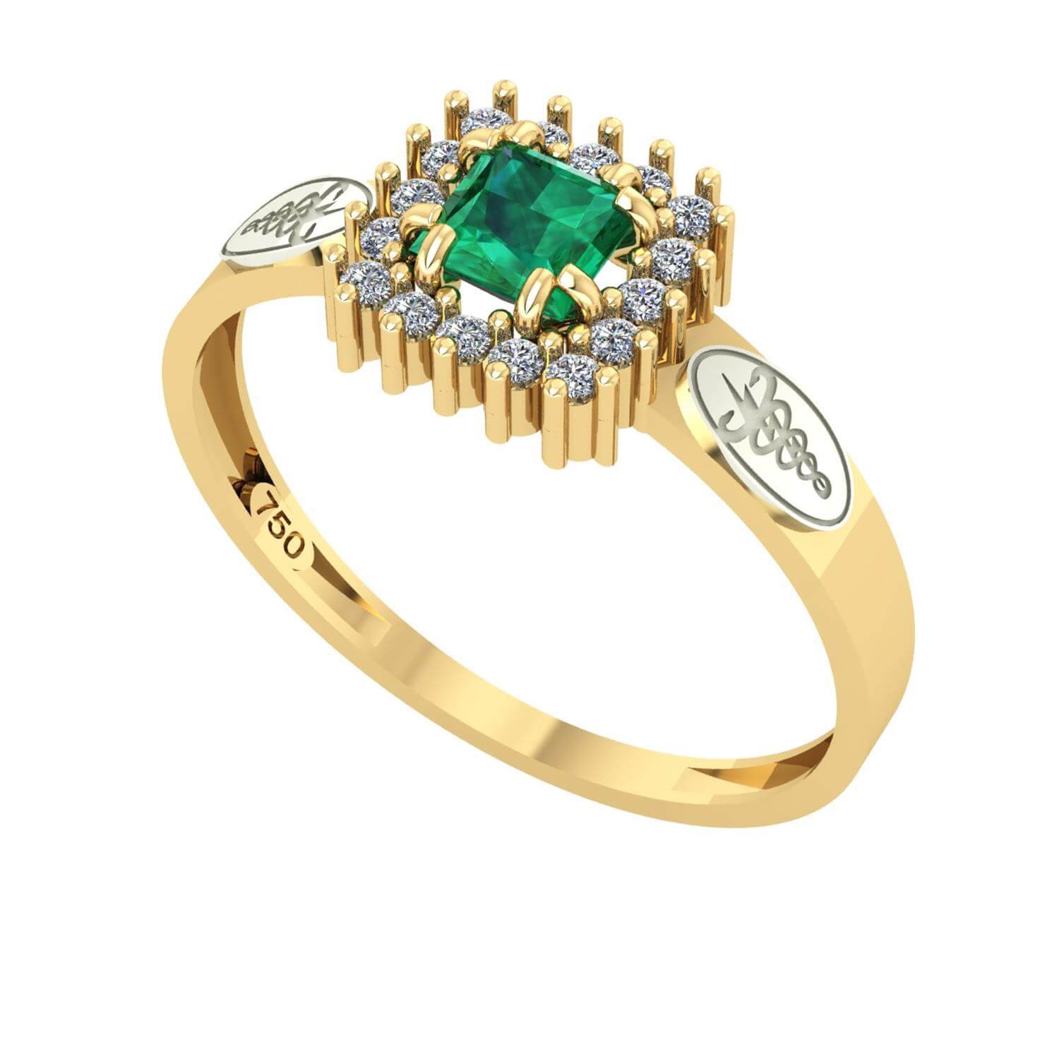 Anel Formatura Fisioterapia Quadrado Aro Reto Ouro 18K