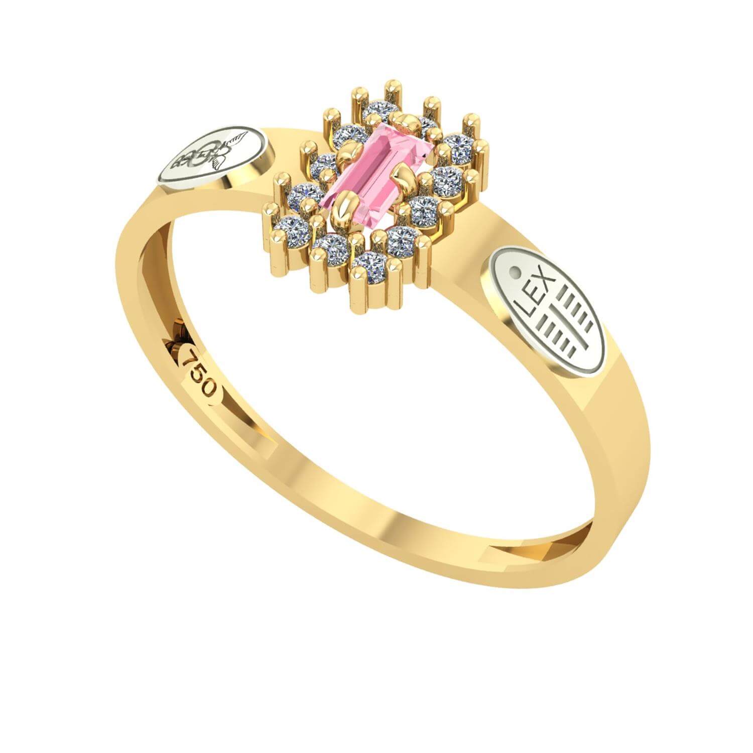 Anel Formatura Ciências Contábeis Baguete Aro Reto Ouro 18K