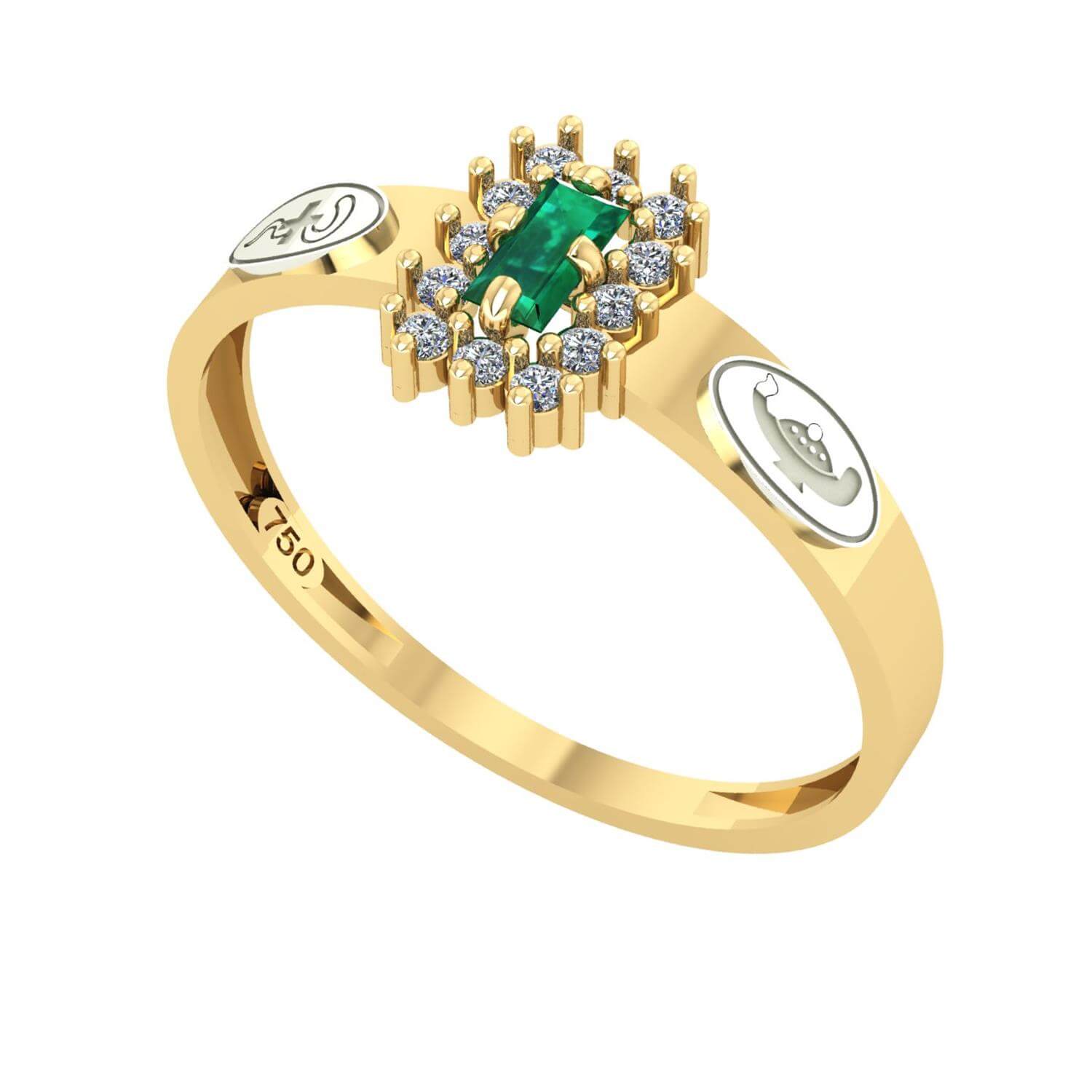 Anel Formatura Enfermagem Baguete Aro Reto Ouro 18K