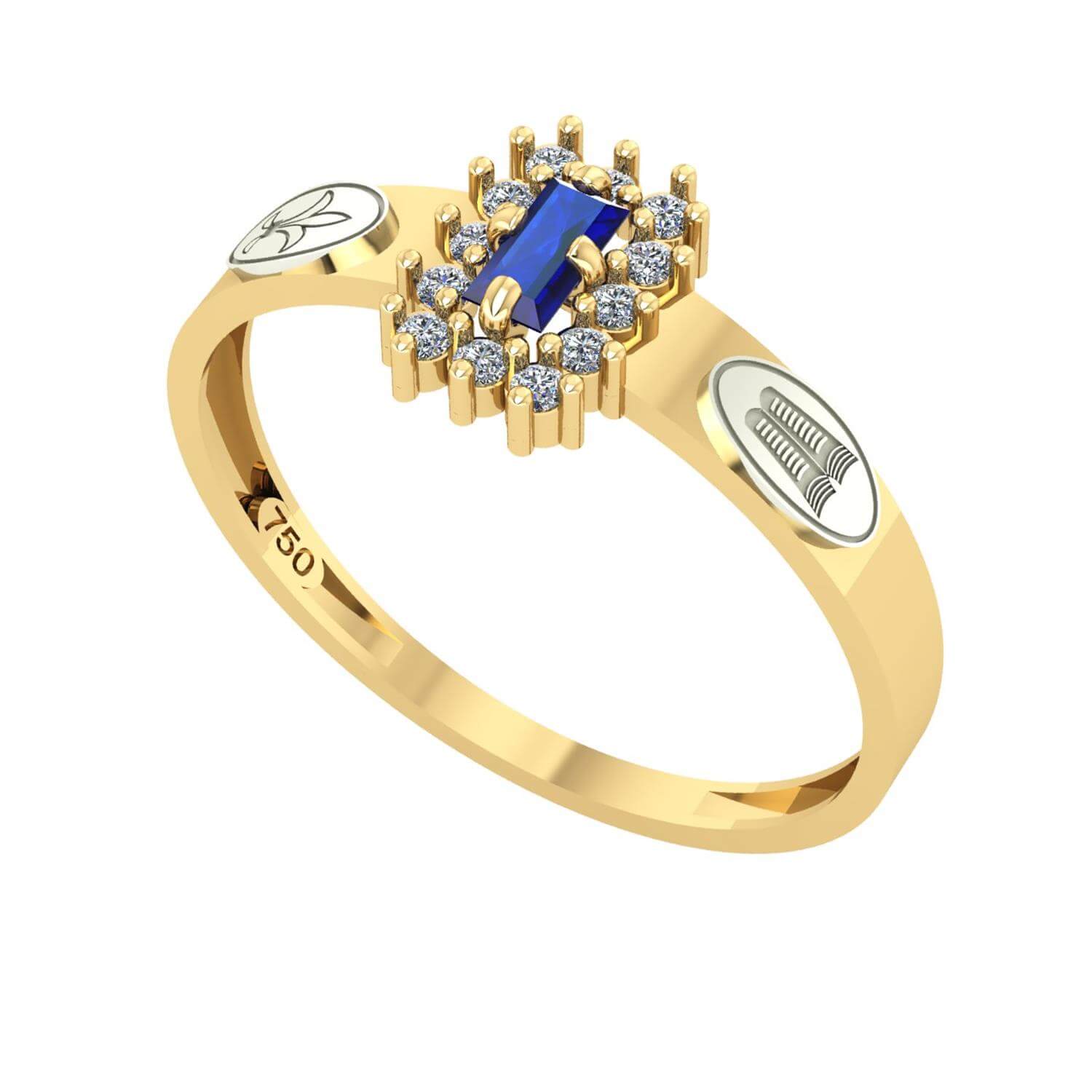 Anel Formatura Pedagogia Baguete Aro Reto Ouro 18K