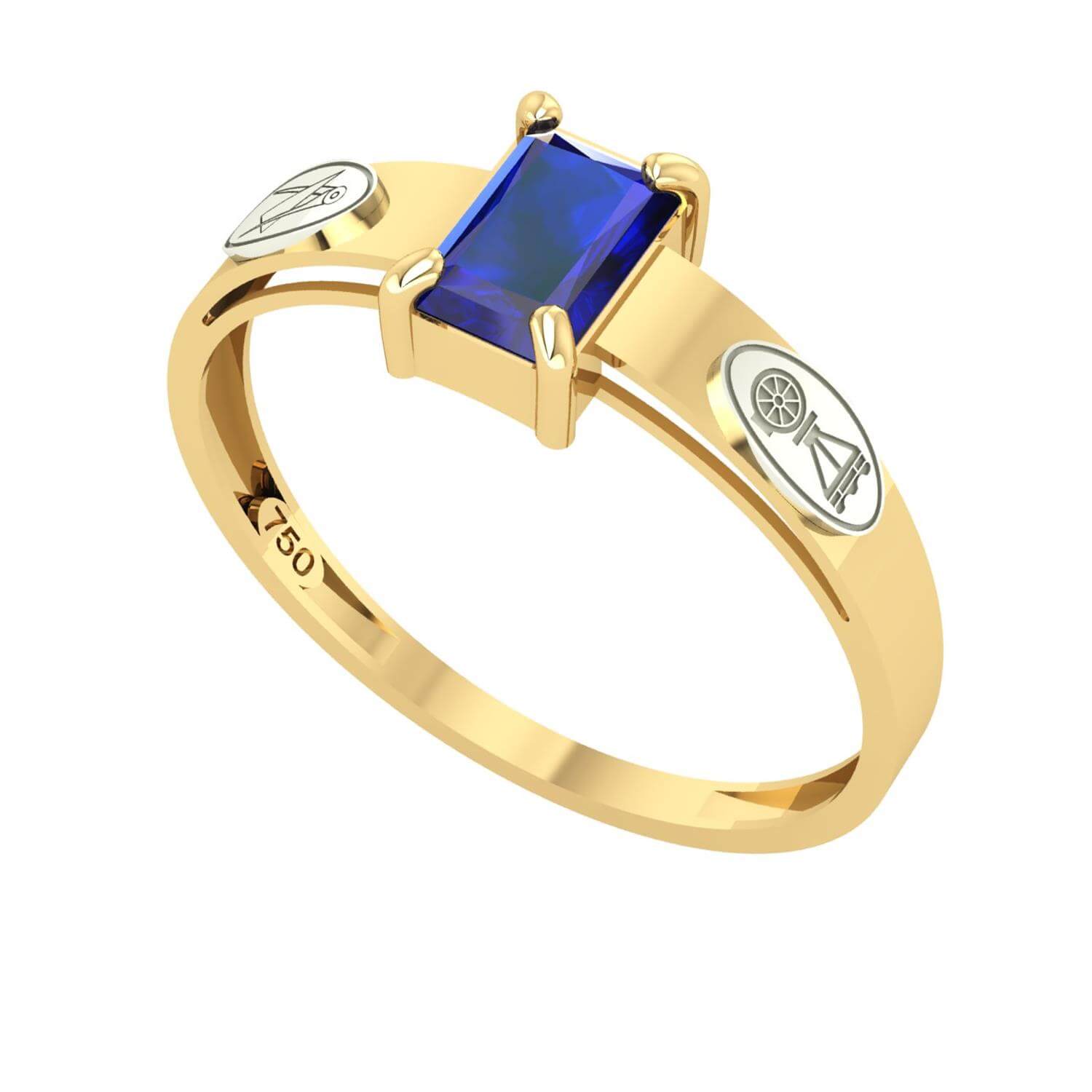 Anel Formatura Engenharia Civil Retangular Aro Detalhado Ouro 18K