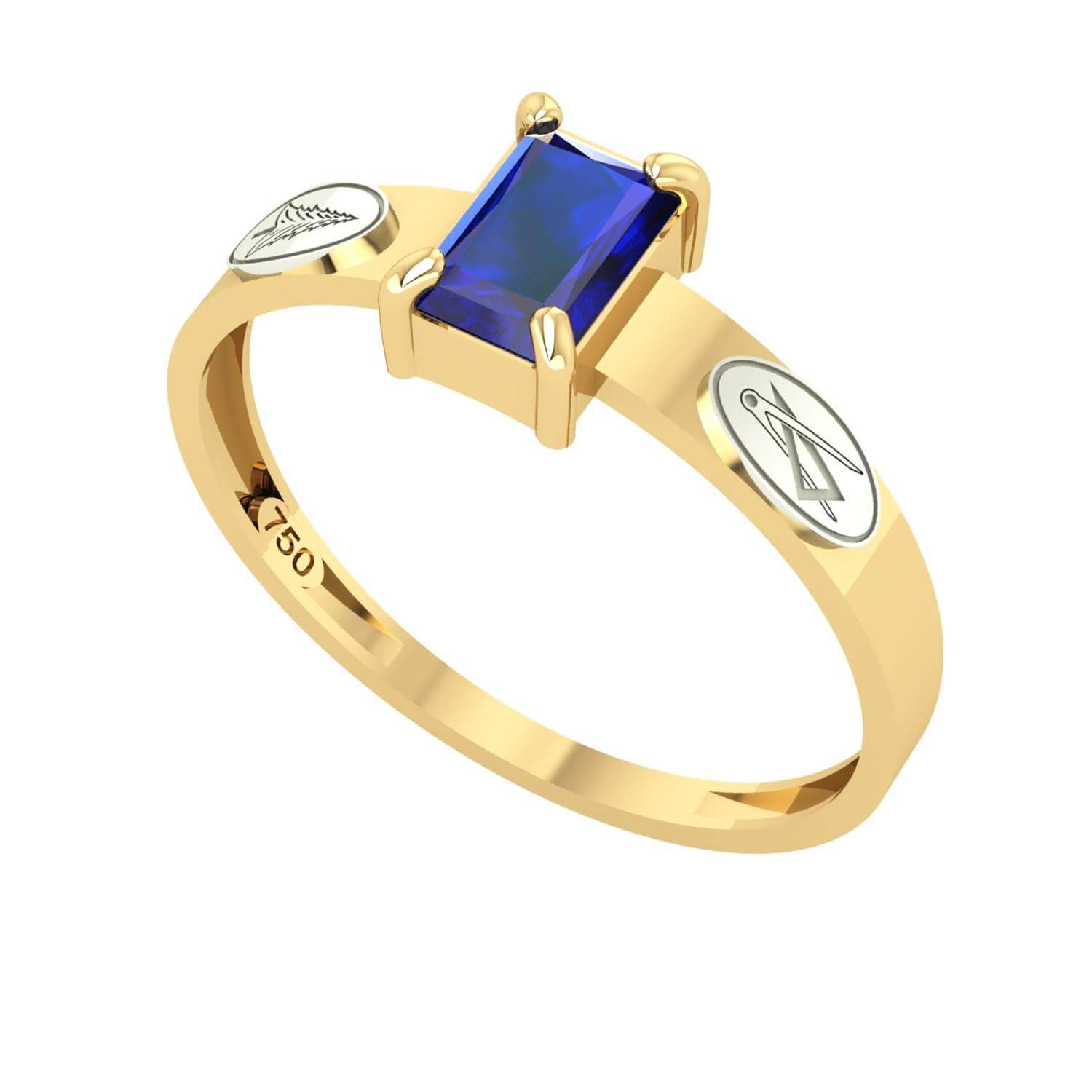 Anel Formatura Arquitetura Retangular Aro Reto Ouro 18K