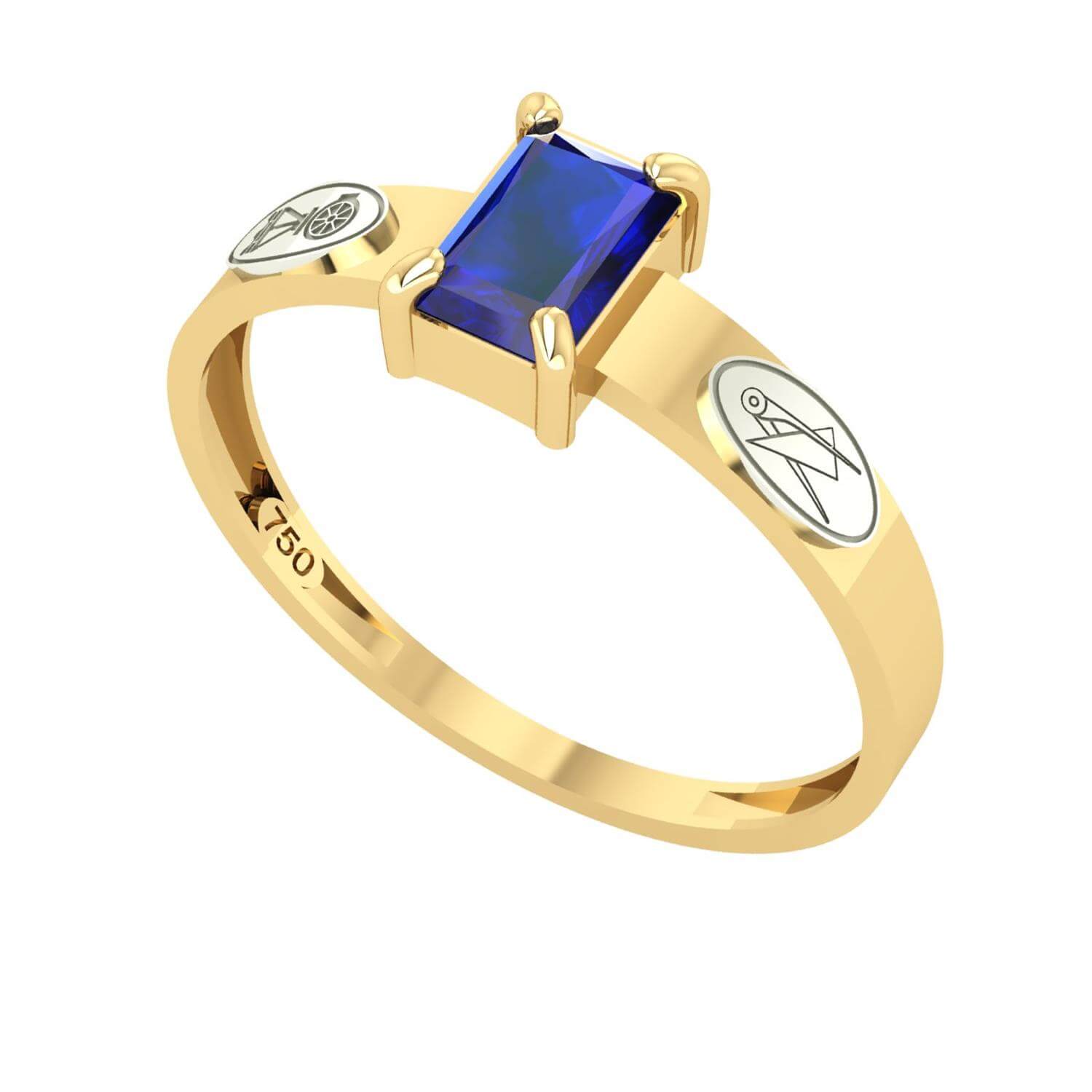 Anel Formatura Engenharia Civil Retangular Aro Reto Ouro 18K