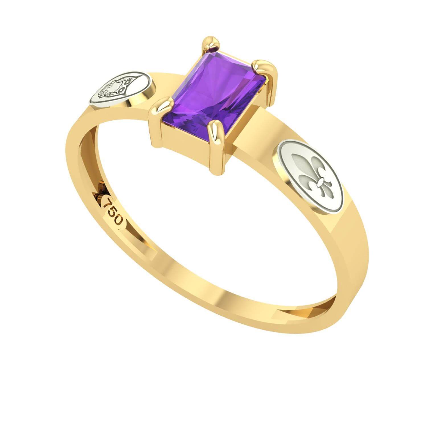 Anel Formatura Letras Retangular Aro Reto Ouro 18K