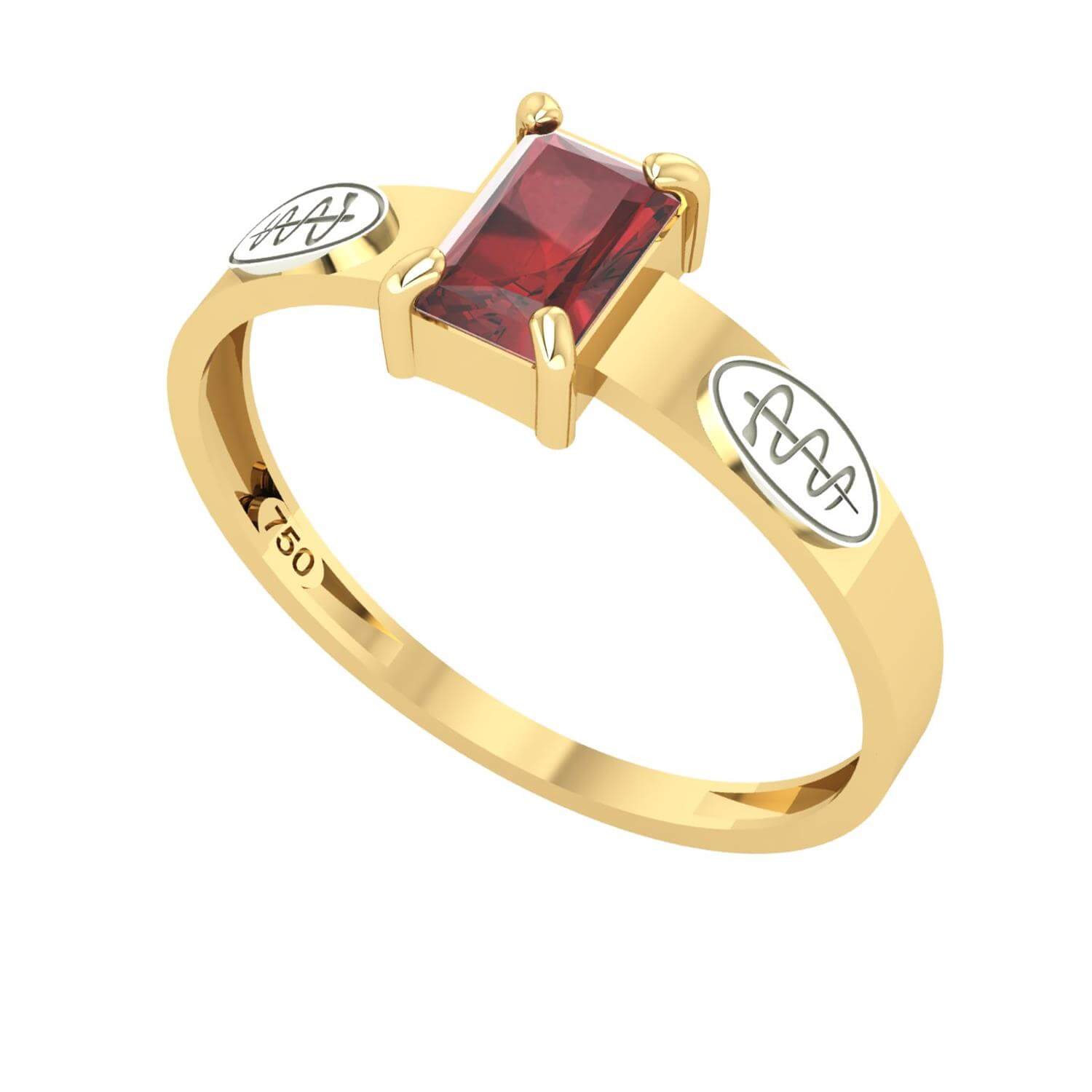 Anel Formatura Odontologia Retangular Aro Reto Ouro 18K