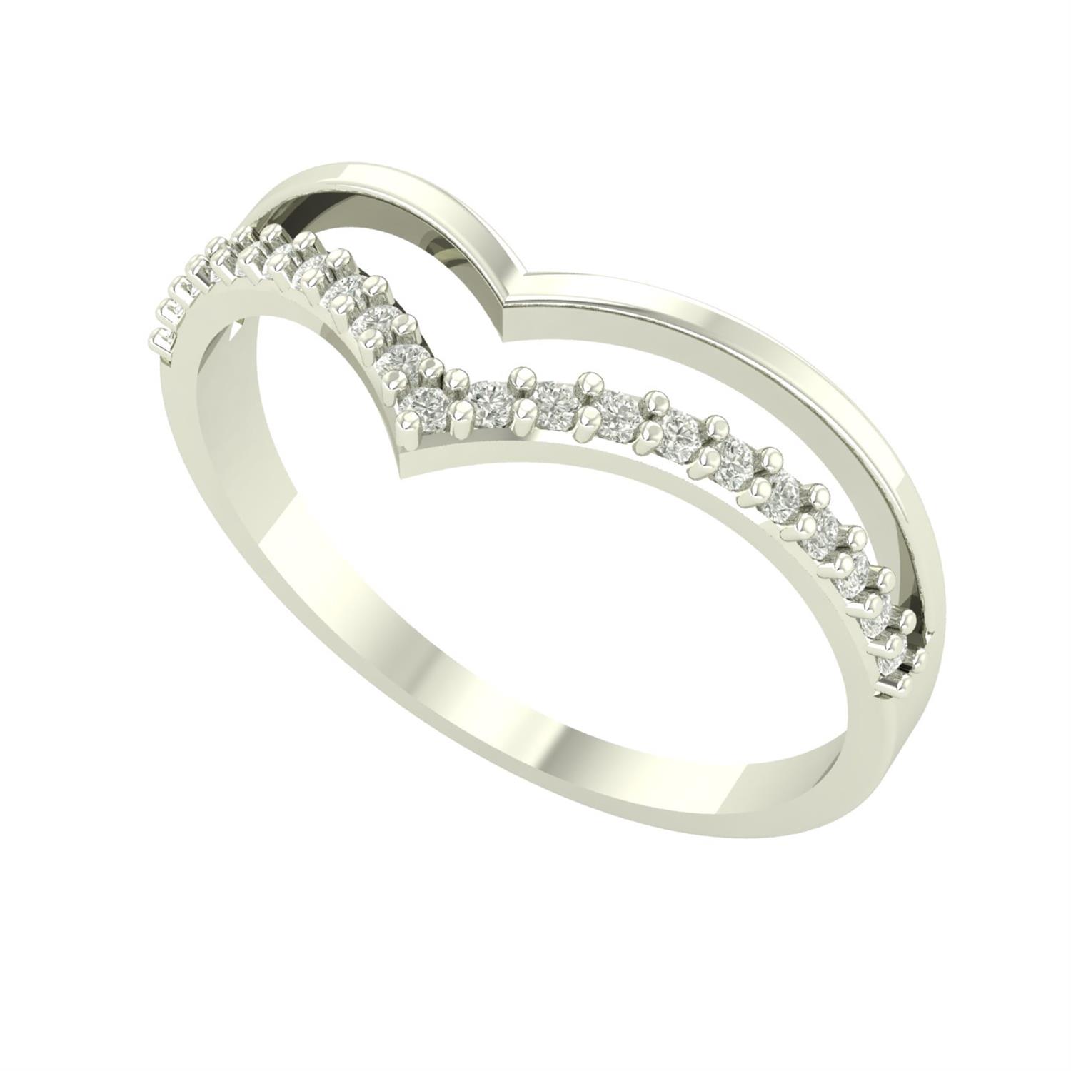 Anel V Dois Aros com Diamantes Moissanita Ouro 18K