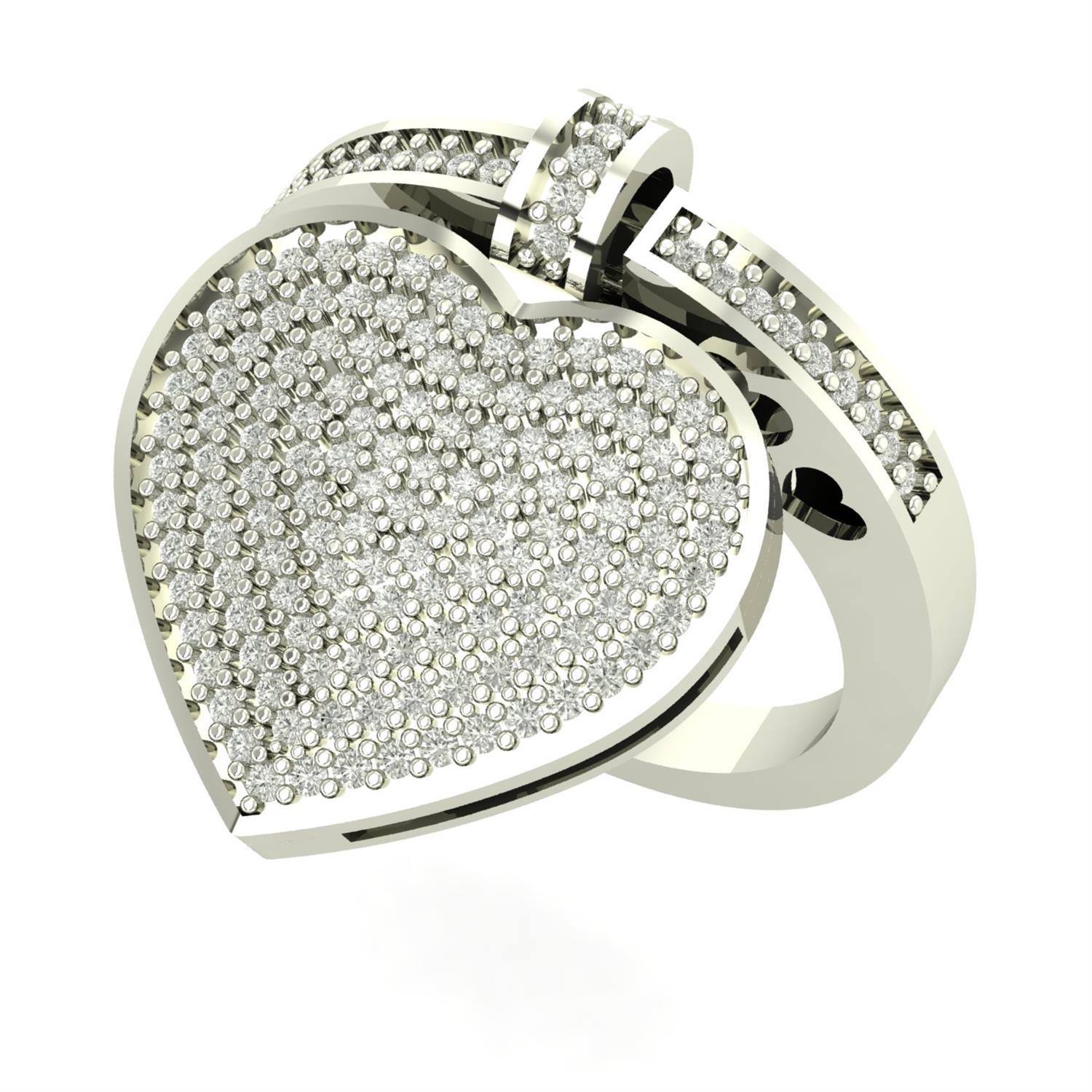 Anel Pingente Coração Grande Com Diamantes Moissanita Ouro 18k