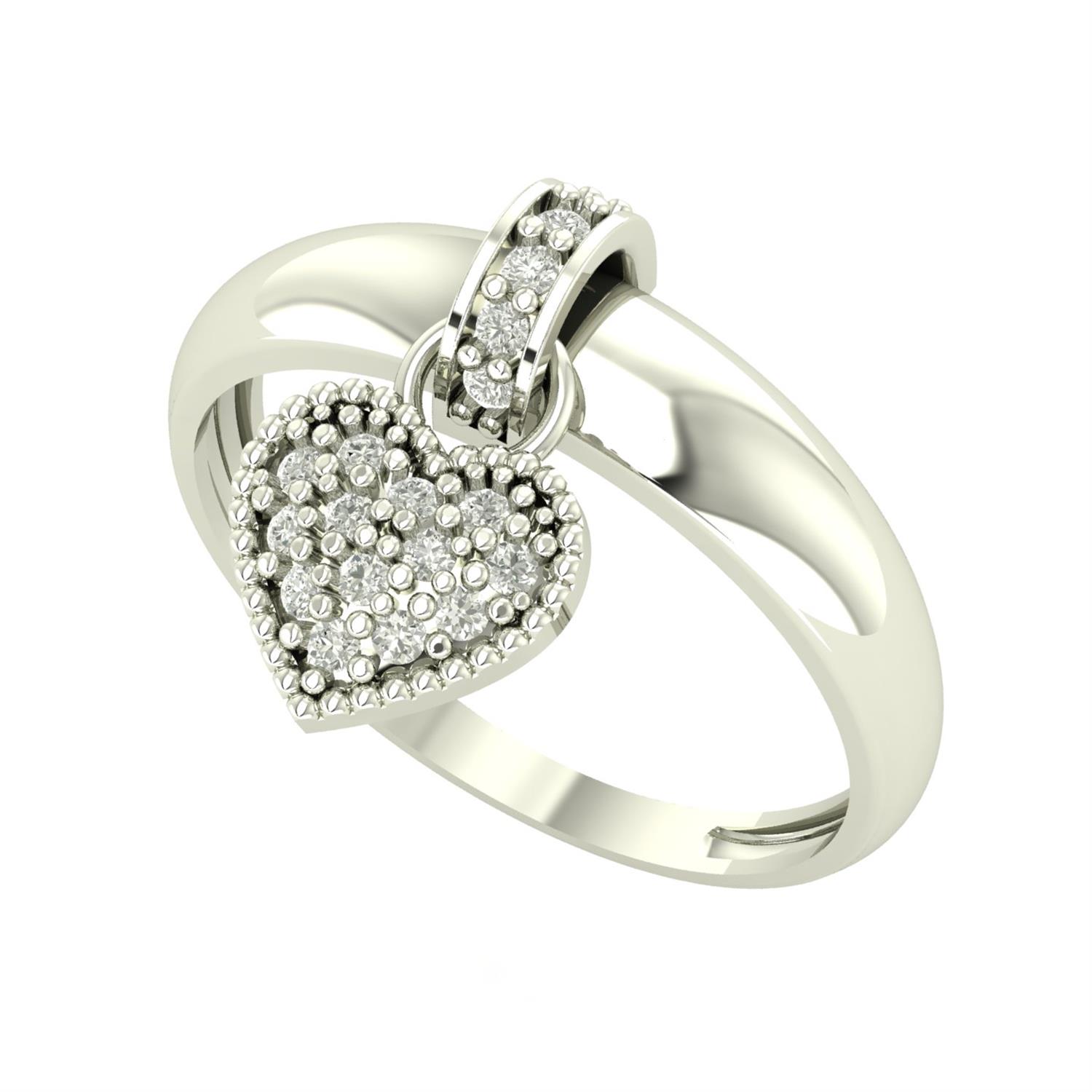 Anel Pingente Coração Pequeno Com Diamantes Moissanita Ouro 18k