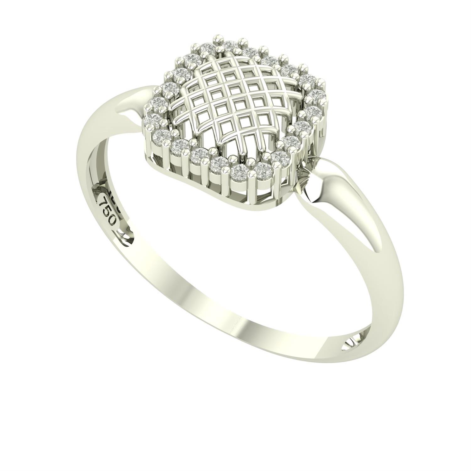 Anel Quadrado Vazado Com Diamantes Moissanitas Ouro 18k