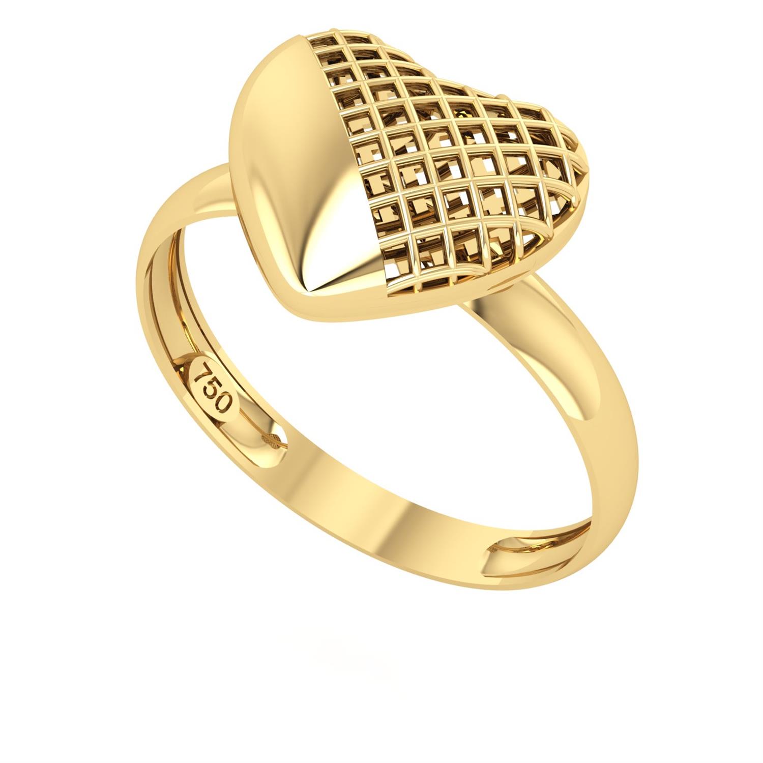 Anel Coração Vazado/Liso M Ouro 18k