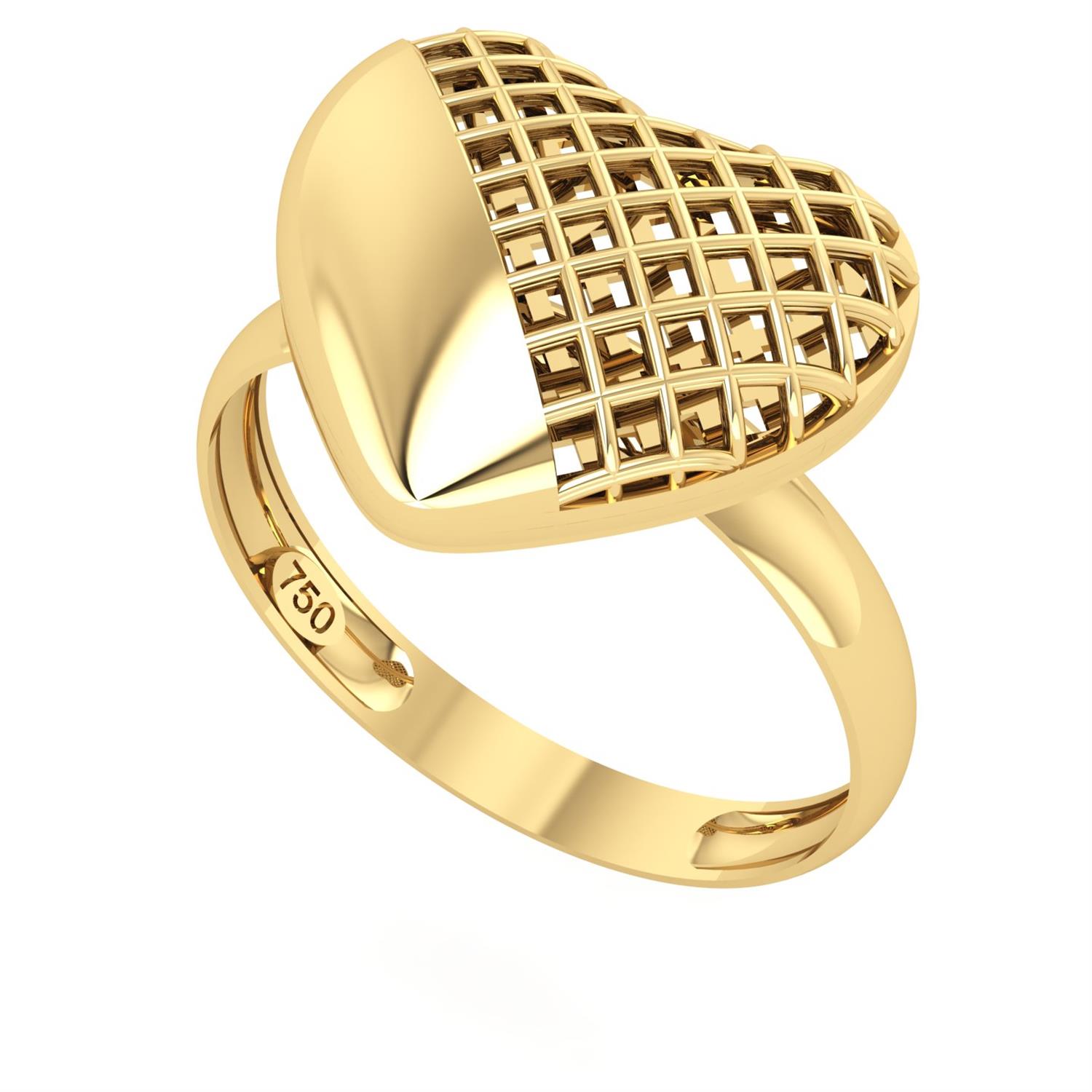 Anel Coração Vazado/Liso G Ouro 18k