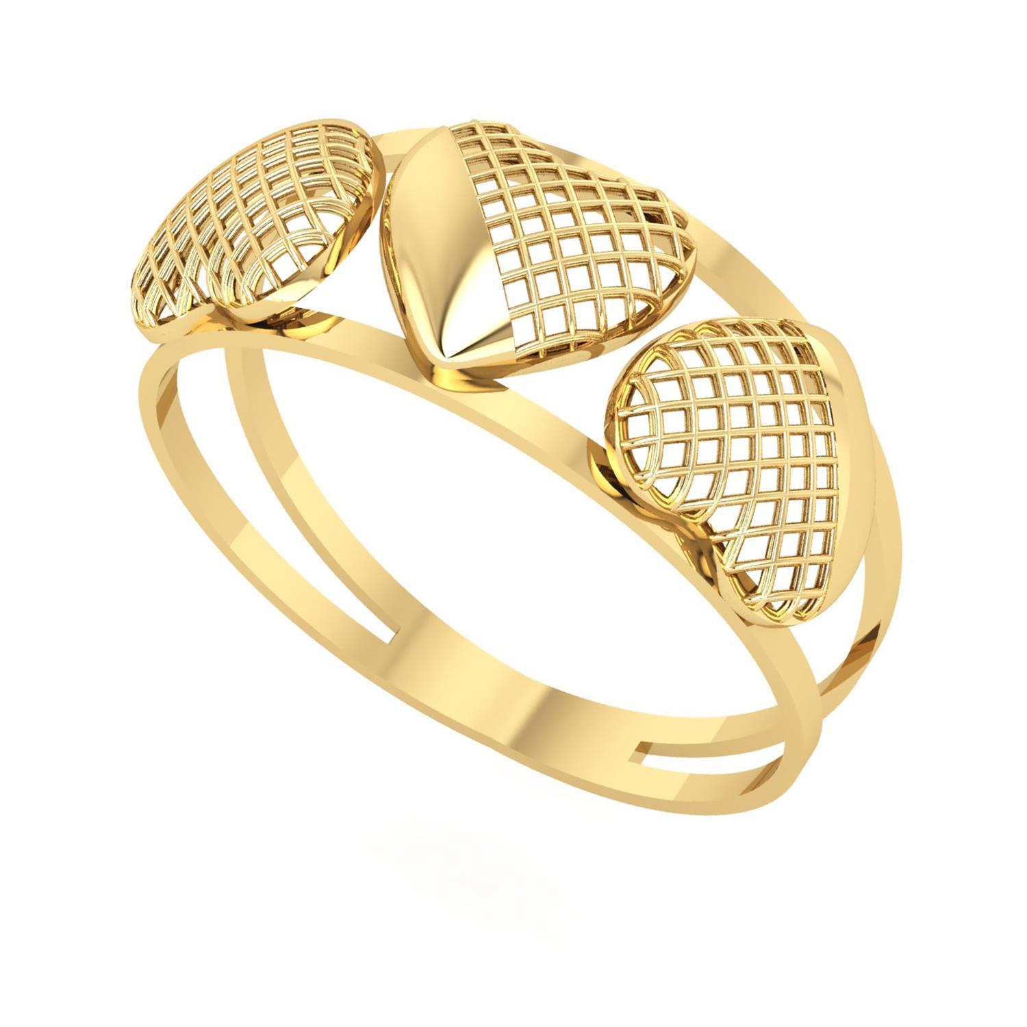 Anel Aro Duplo 3 Coração Vazado/Liso Ouro 18k