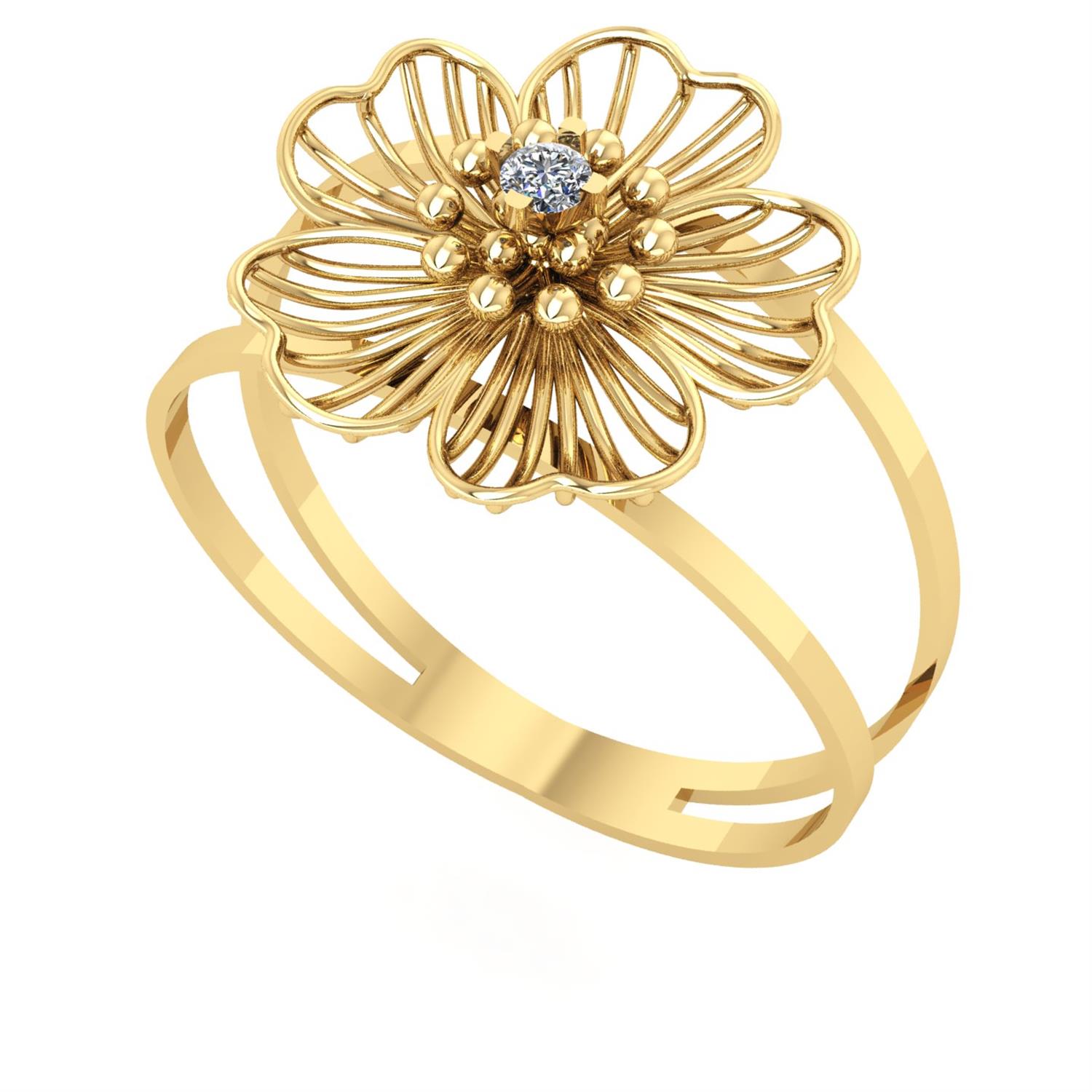 Anel Flor Vazada 5 Pétalas Ouro 18k
