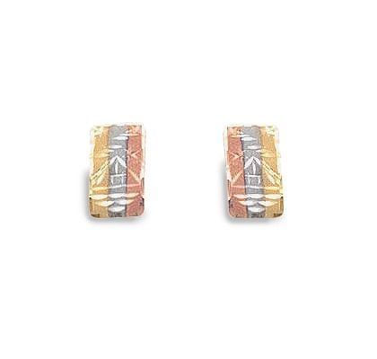 Brinco Escrava Côncava Tricolor Ouro 18k