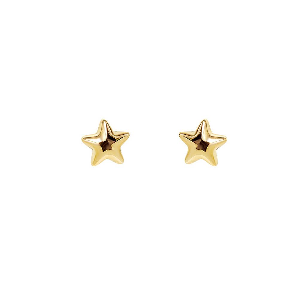 Brinco Estrela Dupla Liso Ouro 18k