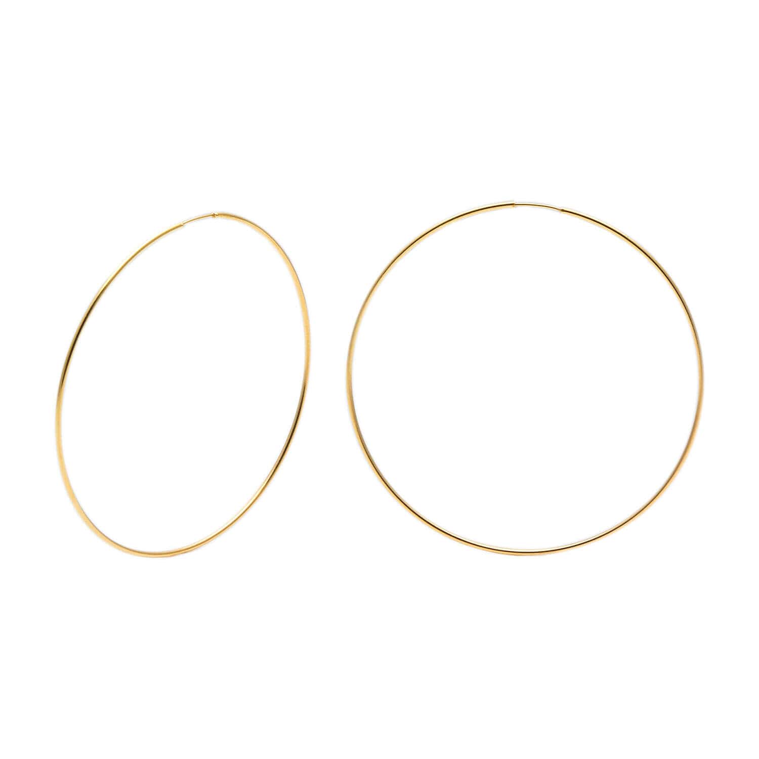Brinco Argola Redonda 4cm Fina Ouro 18k