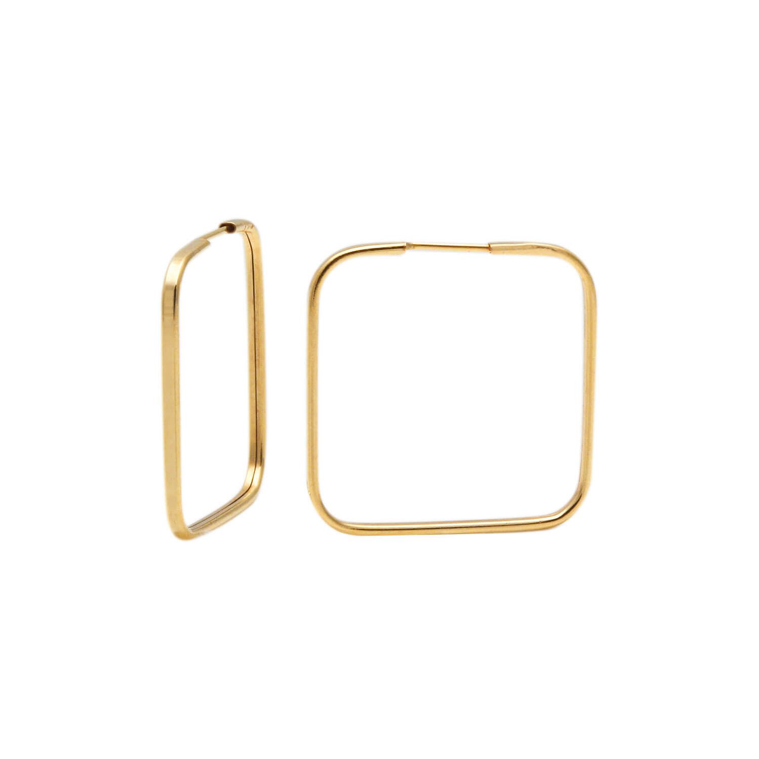 Brinco Argola Quadrada 1.7cm x 1.7cm Ouro 18k