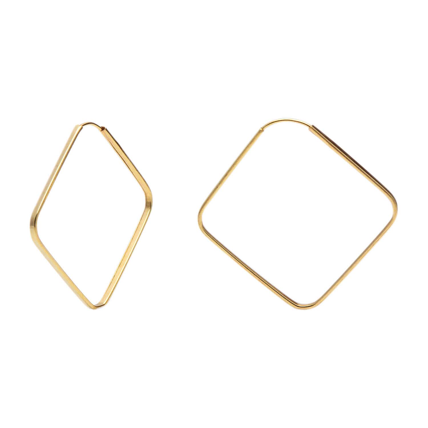 Brinco Argola Quadrada 2cm x 2cm Ouro 18k