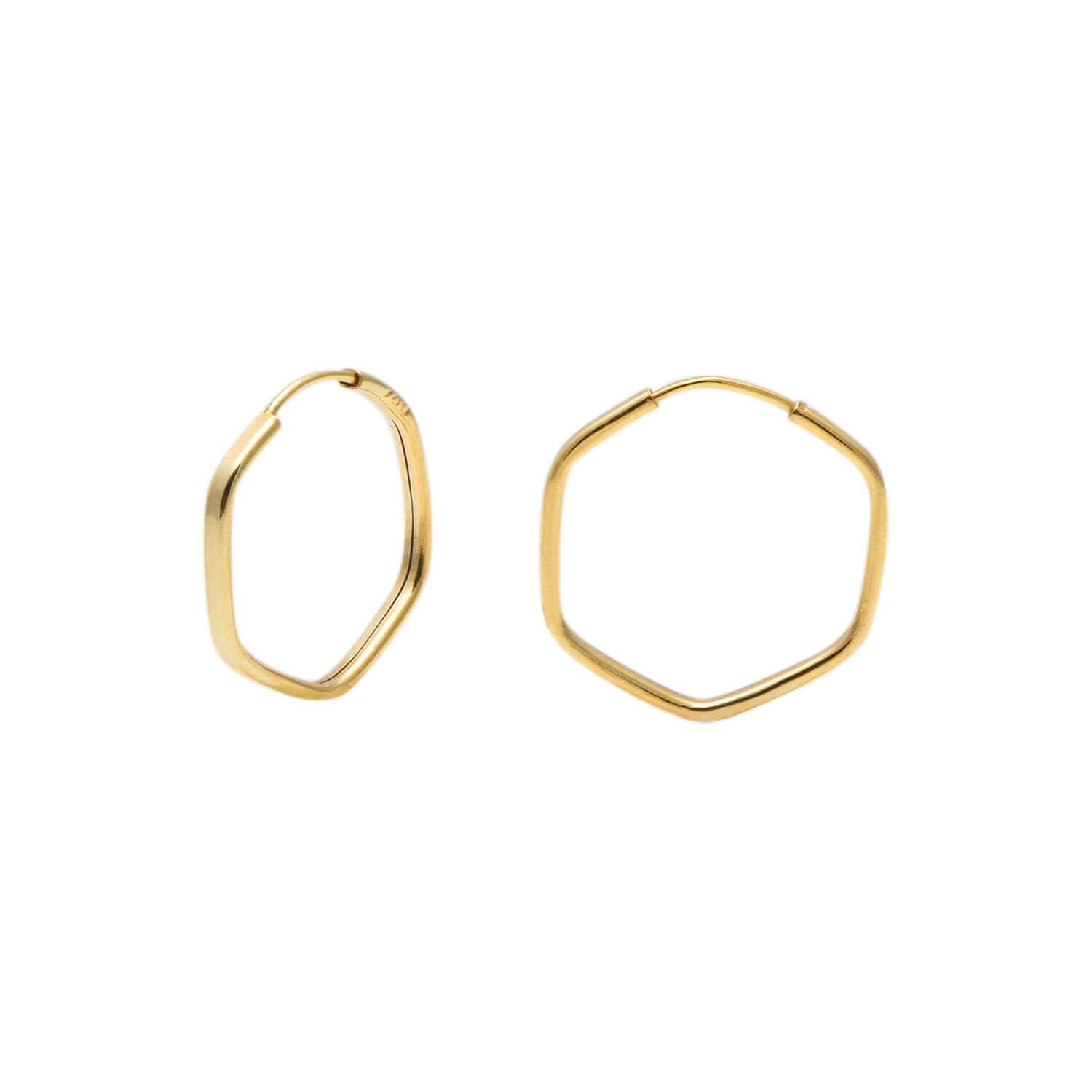 Brinco Argola Sextavo 1.2cm x 1.2cm Ouro 18k
