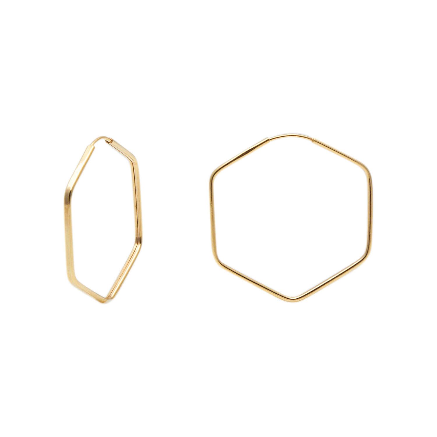 Brinco Argola Sextavo 2.1cm x 2.1cm Ouro 18k