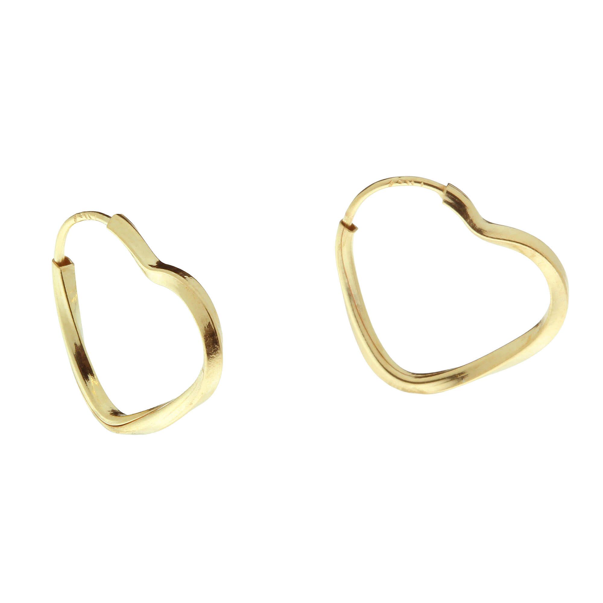 Brinco Argola Coração Torcido 1,35cm Ouro 18k