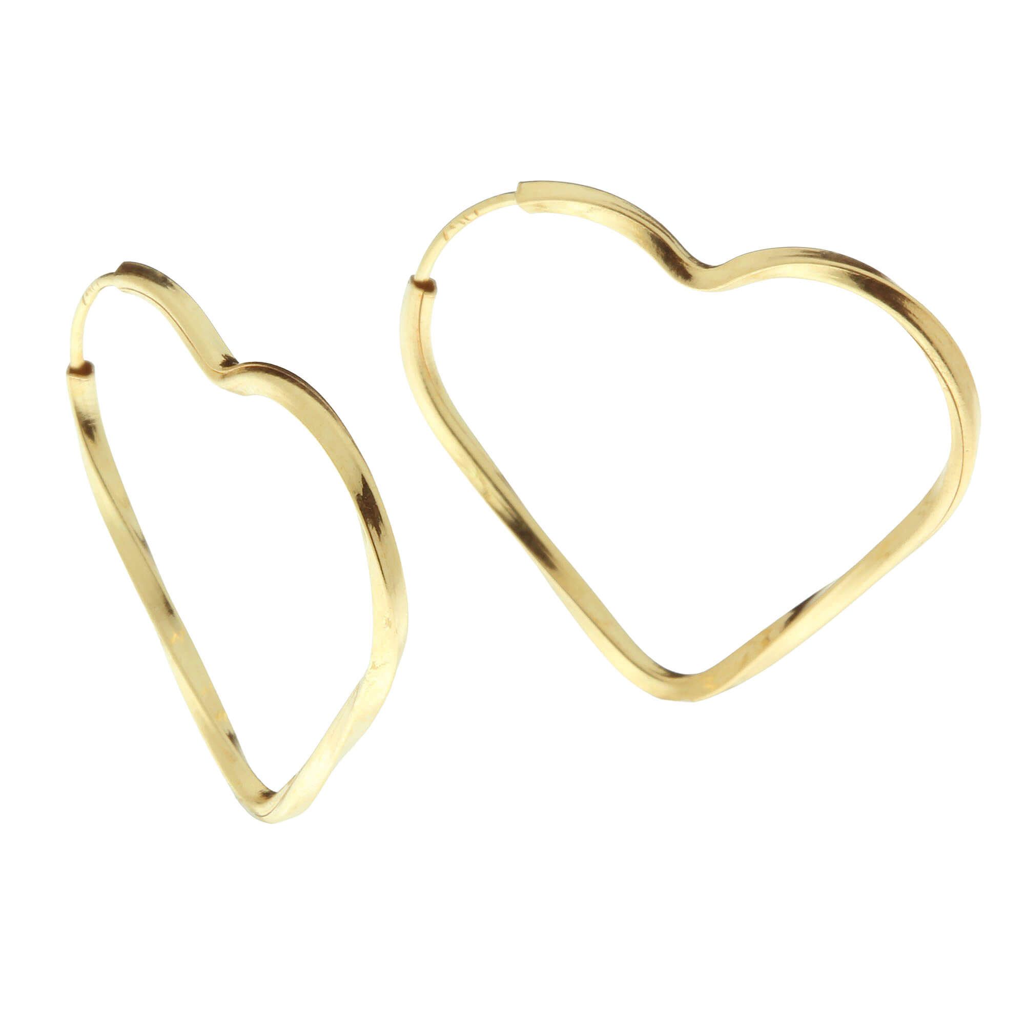 Brinco Argola Coração Torcido 1.7cm Ouro 18k