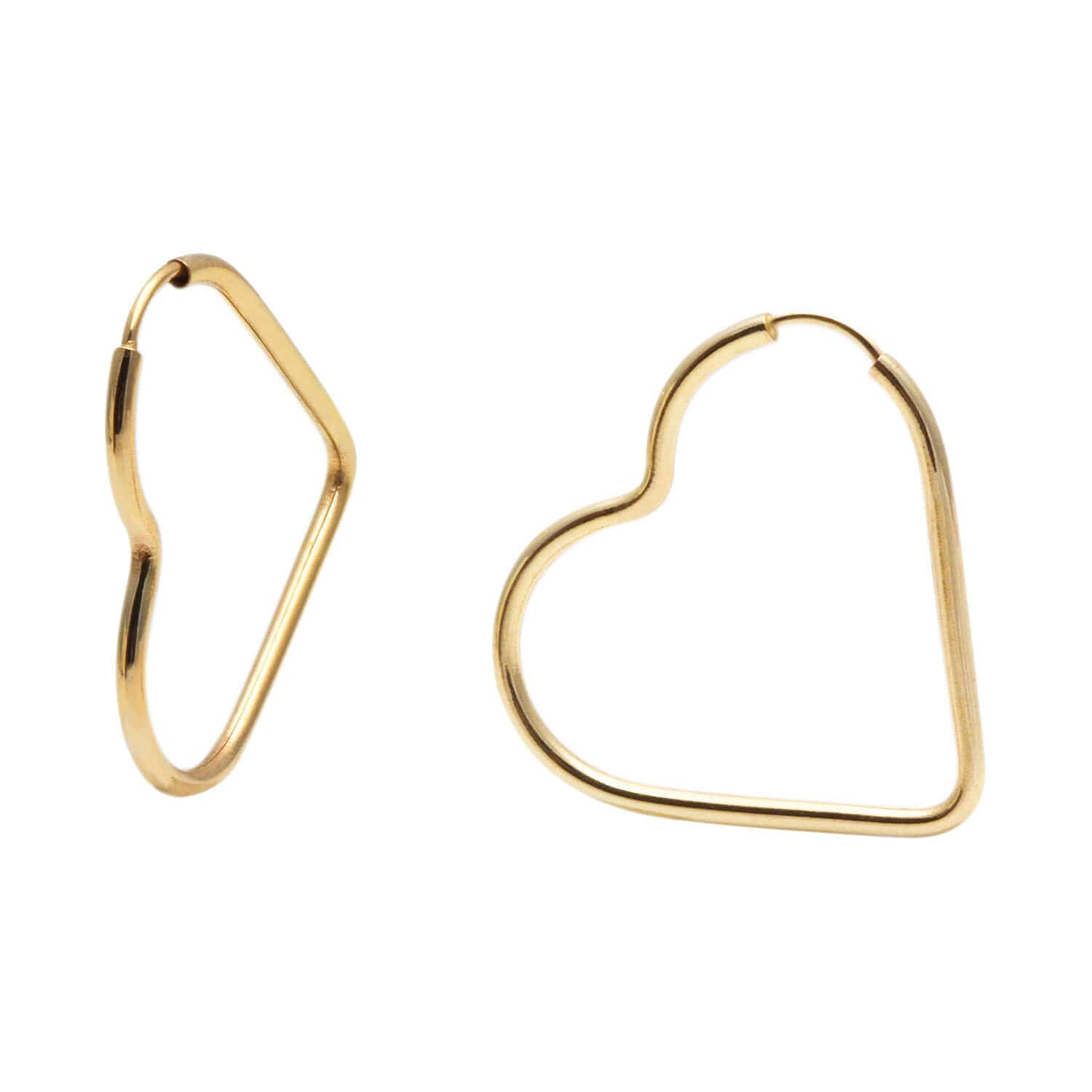 Brinco Argola Coração 2cm. Ouro 18k