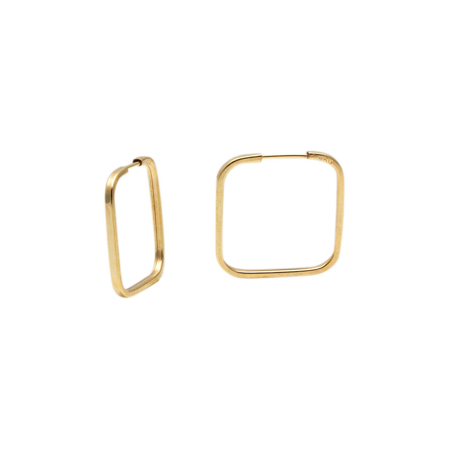Brinco Argola Quadrado 1,5cm Ouro 18k