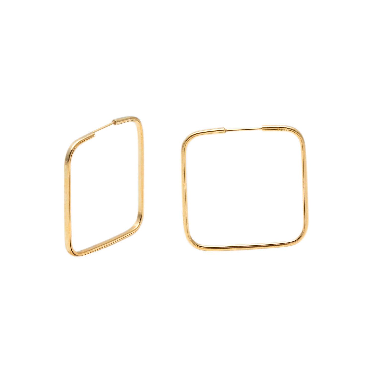 Brinco Argola Quadrado 2 x 2cm Ouro 18k