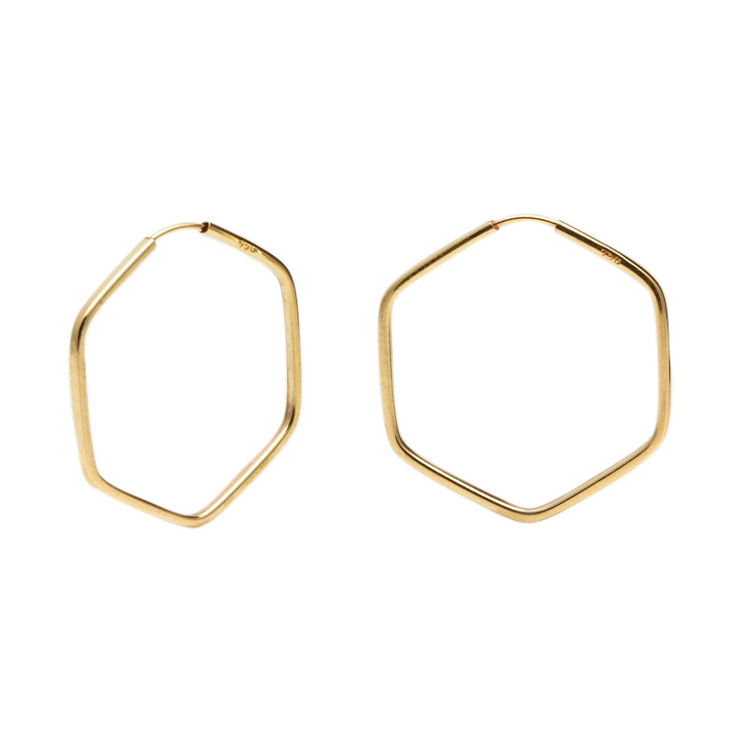 Brinco Argola Sextavo 2.3cm x 2.3cm Ouro 18k