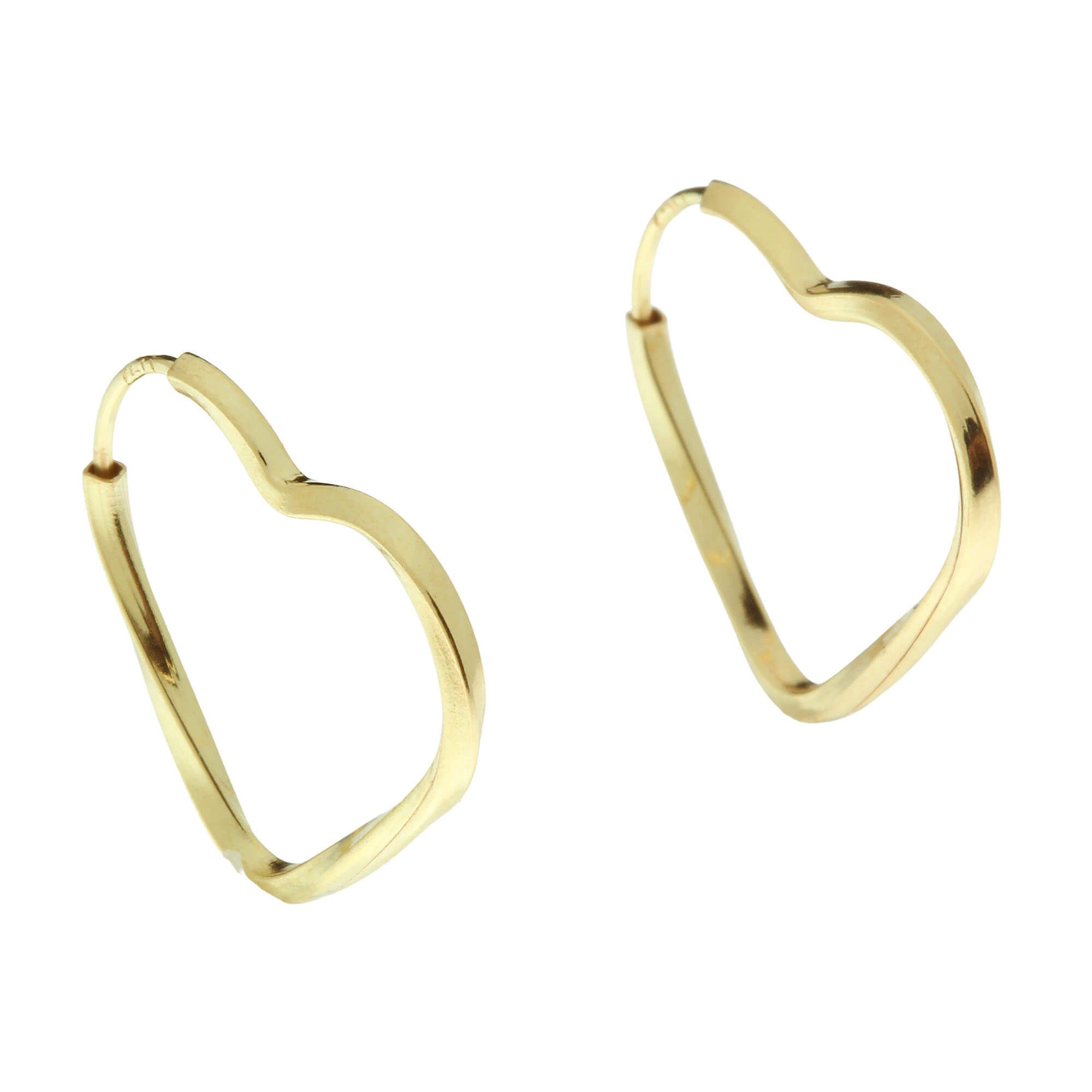 Brinco Argola Torcida Coração 2.2cm x 2.2cm Ouro 18k