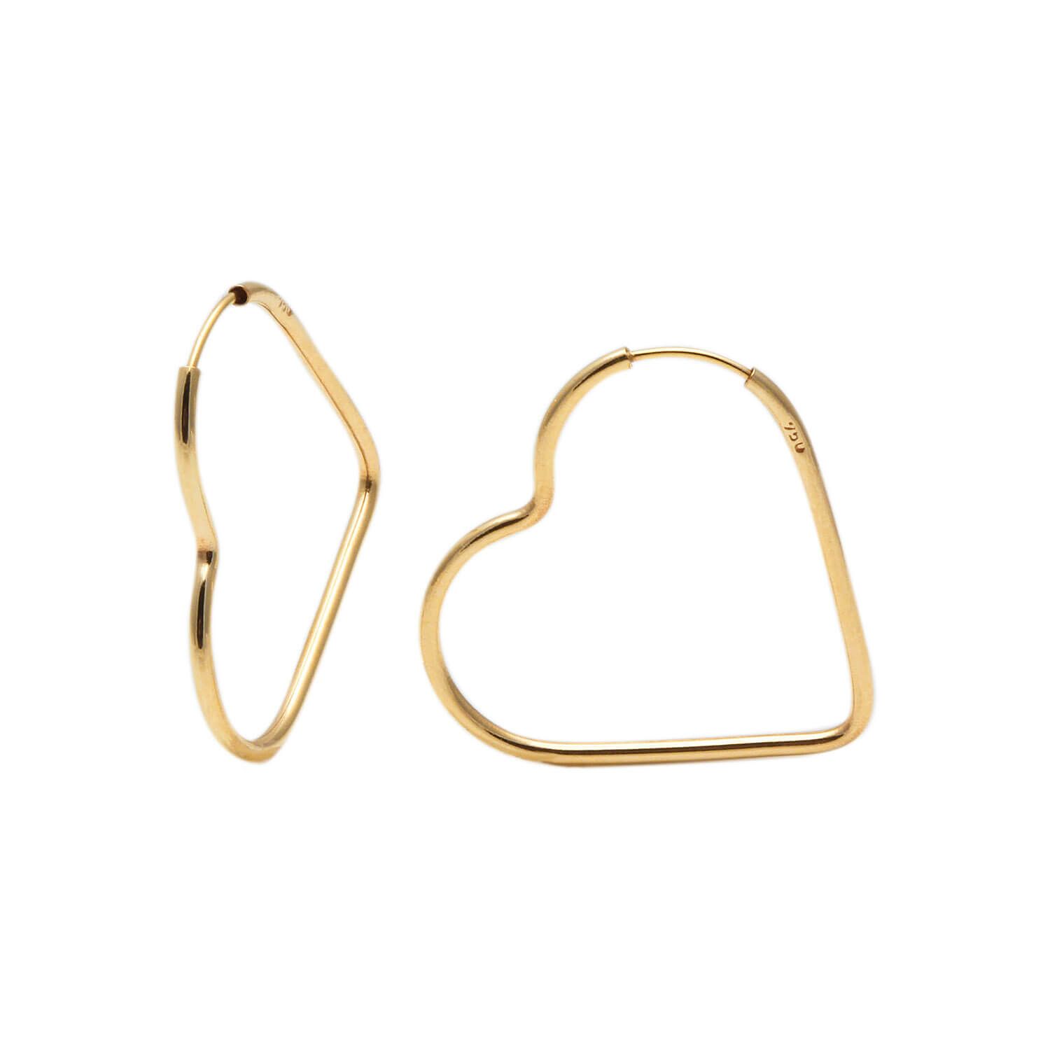 Brinco Argola Coração 2.4cm x 2.4cm Ouro 18k