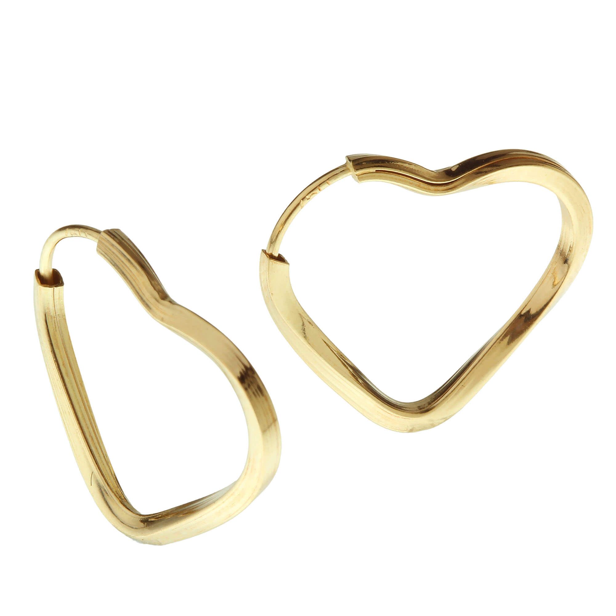 Brinco Argola Coração Torcido 1.8 cm Ouro 18k