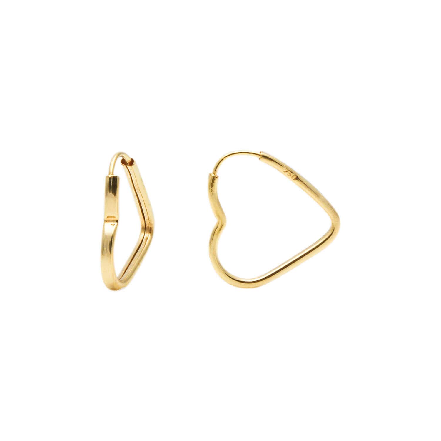 Brinco Argola Coração Fininho 1.6cm Ouro 18k