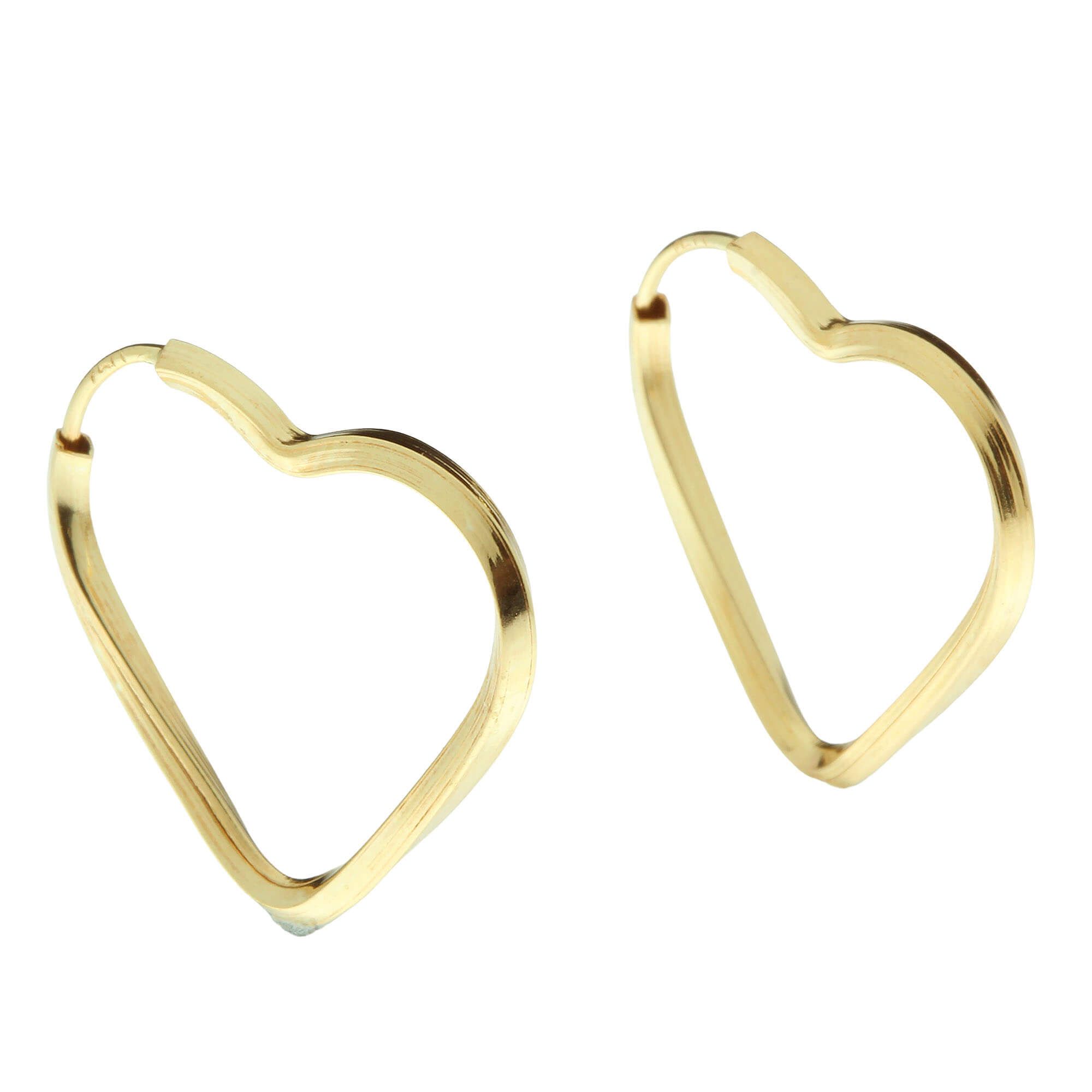 Brinco Argola Coração Torcido 1.8cm Ouro 18k