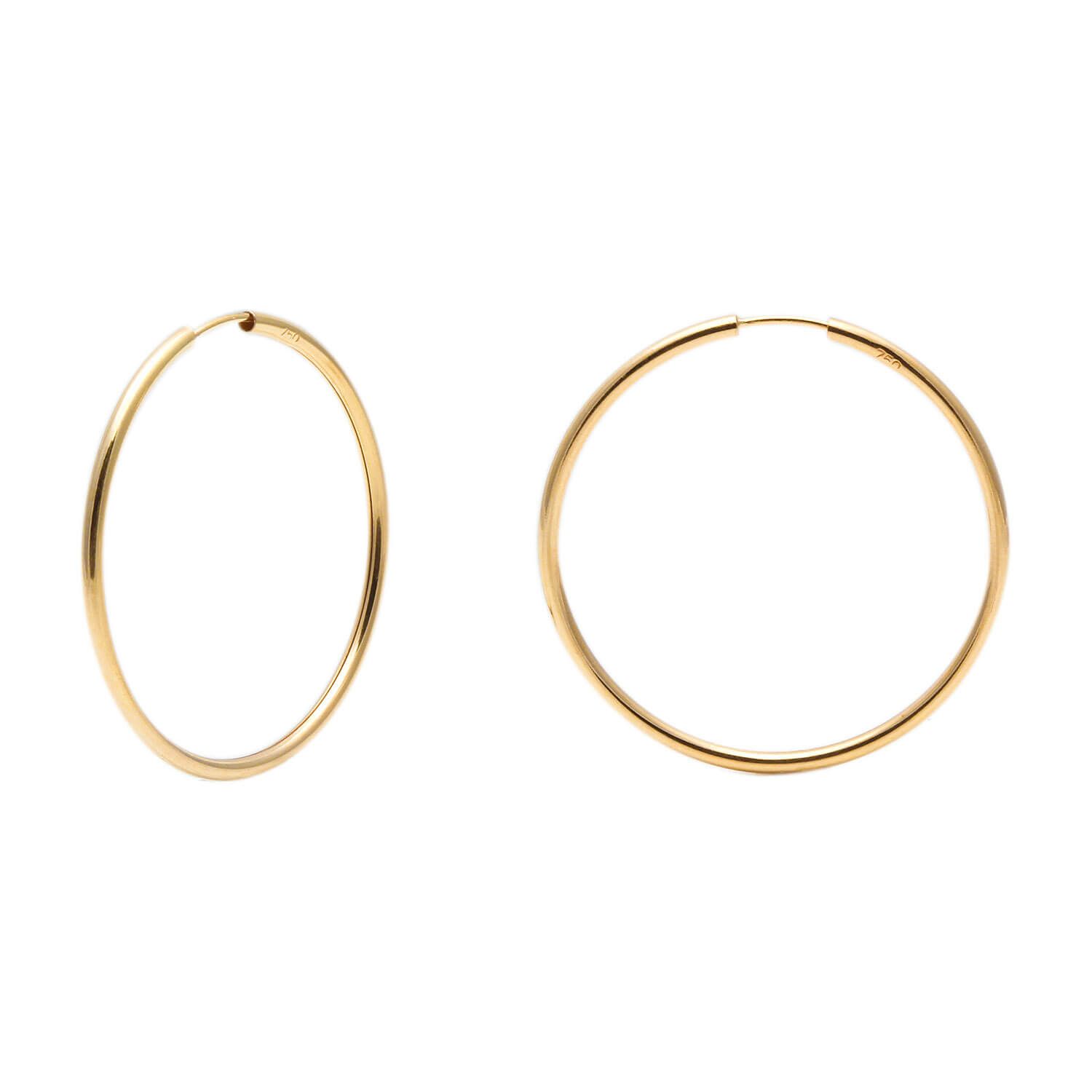 Brinco Argola Redonda 3,5cm x 3,5cm Ouro 18k