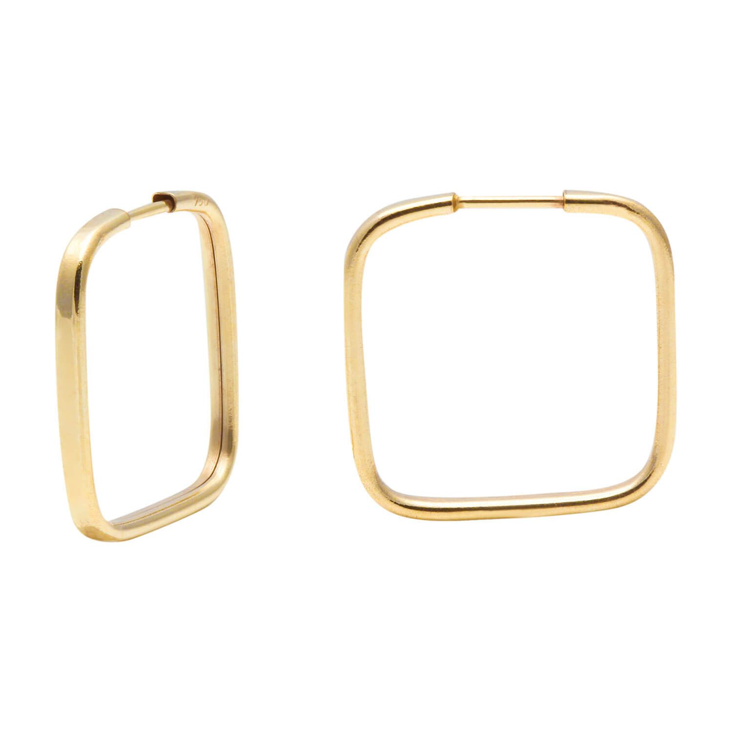 Brinco Argola Quadrado 15mm x 15mm Ouro 18k