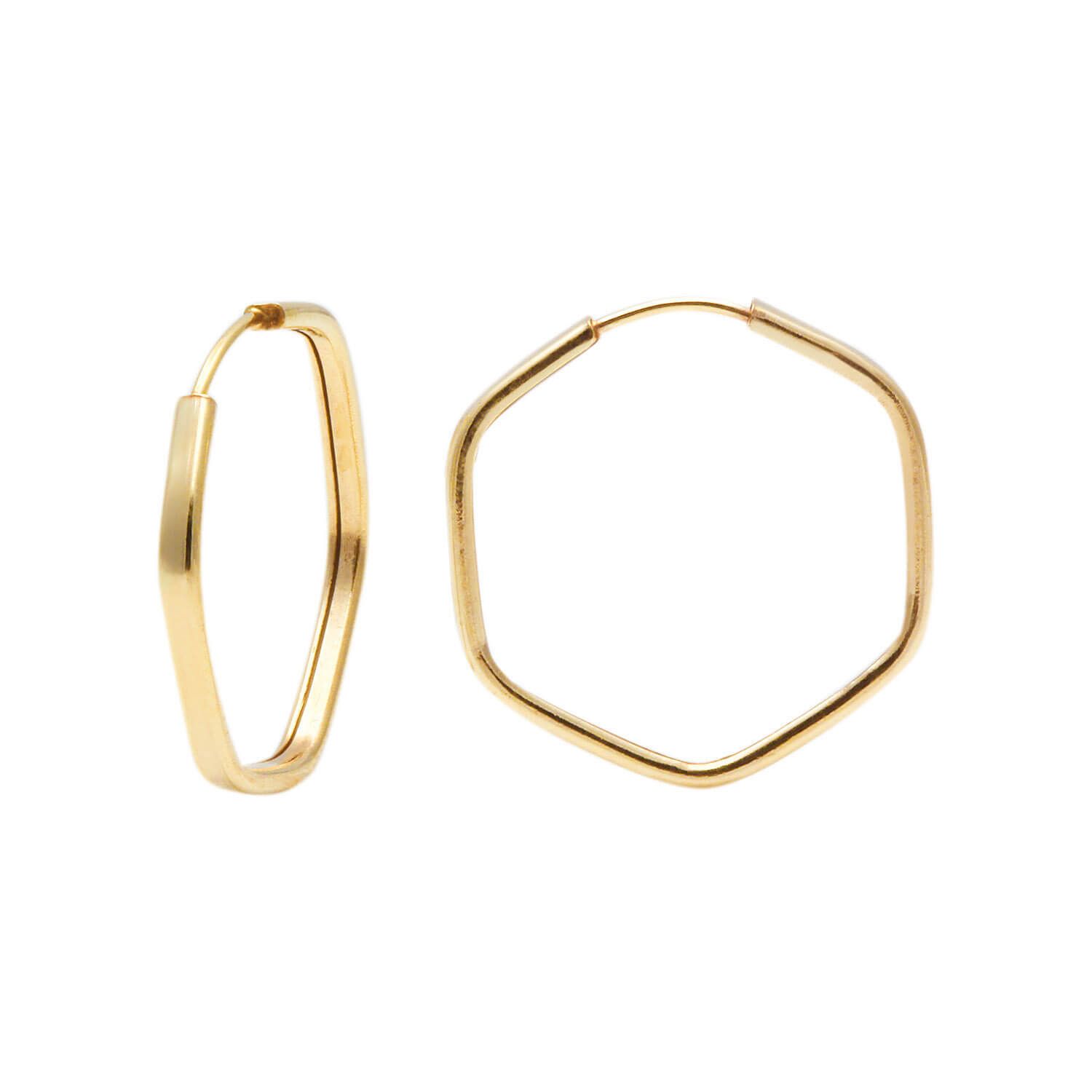 Brinco Argola Sextavo 1.9cm x 1.9cm Ouro 18k