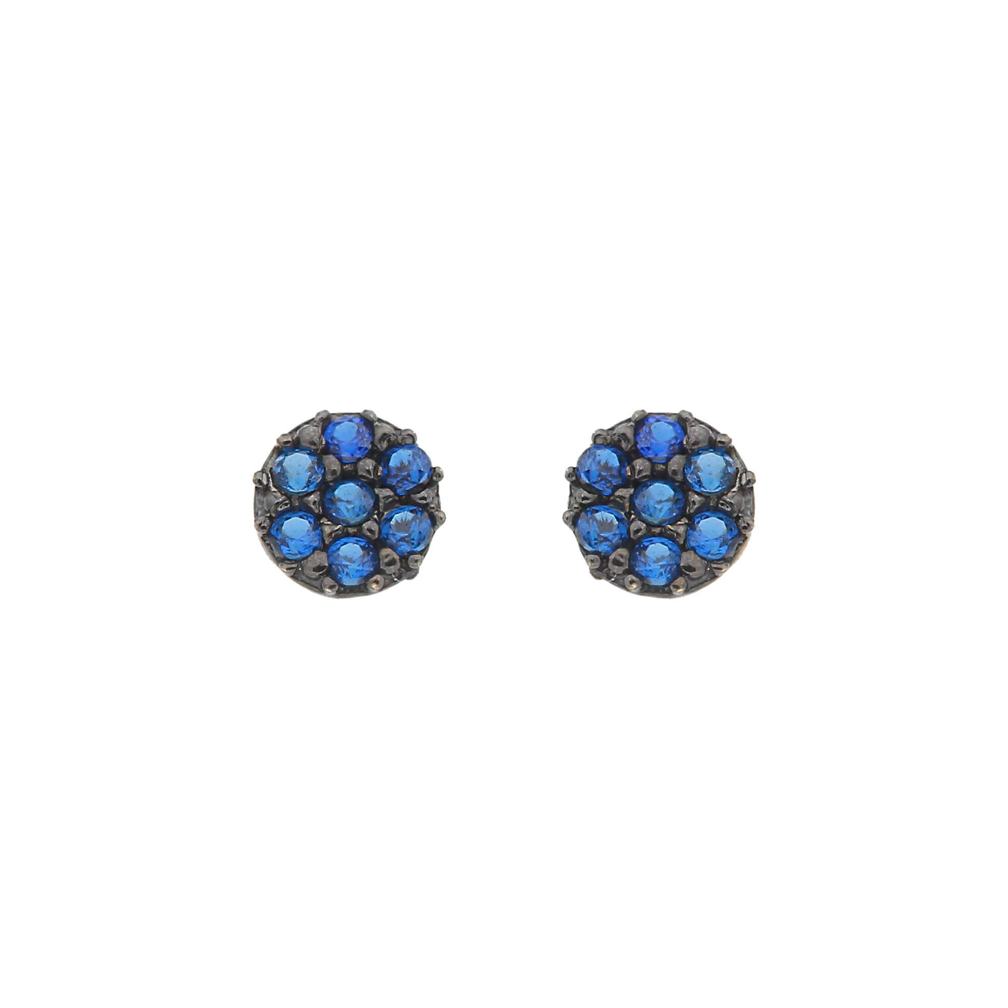 Brinco Baby Redondo Azul Ouro 18k