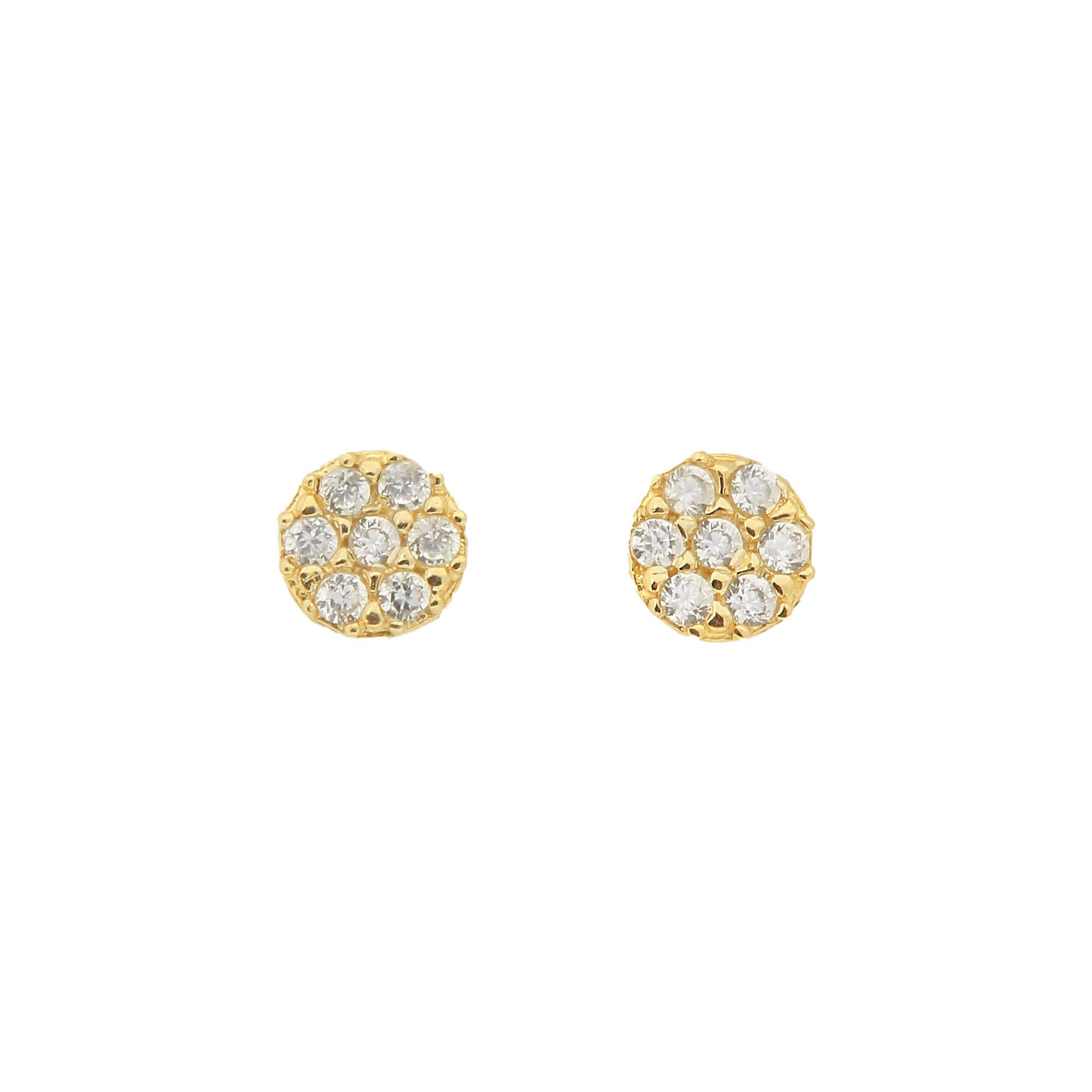Brinco Baby Redondo Branco Ouro 18k