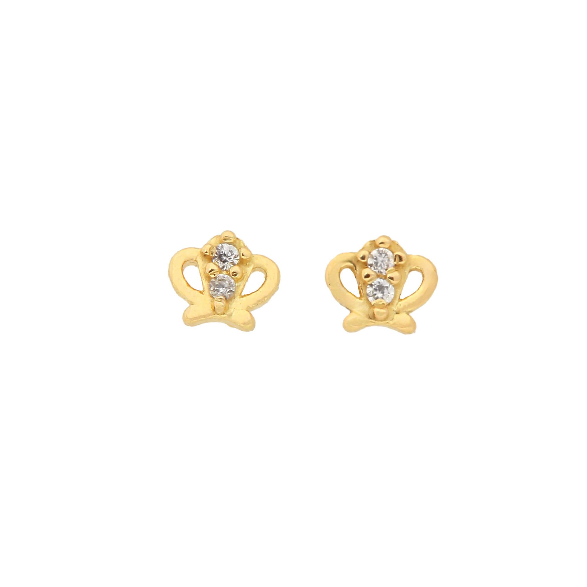 Brinco Baby Coroa Branca Ouro 18k