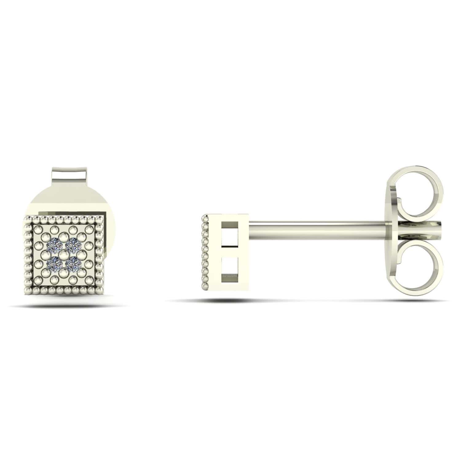 Brinco Chuveiro Quadrado com Diamante Ouro Branco 18k