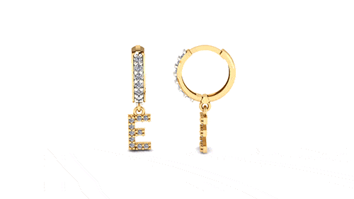 Brinco Argola Mini Cravejada com Letra E Ouro 18k