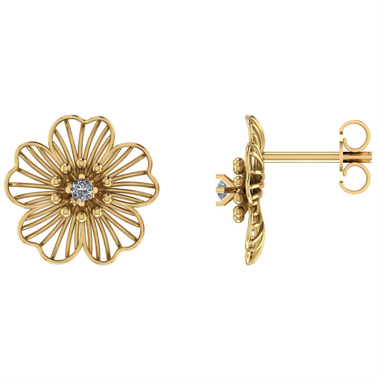 Brinco Flor Vazada 5 Pétalas Ouro 18k