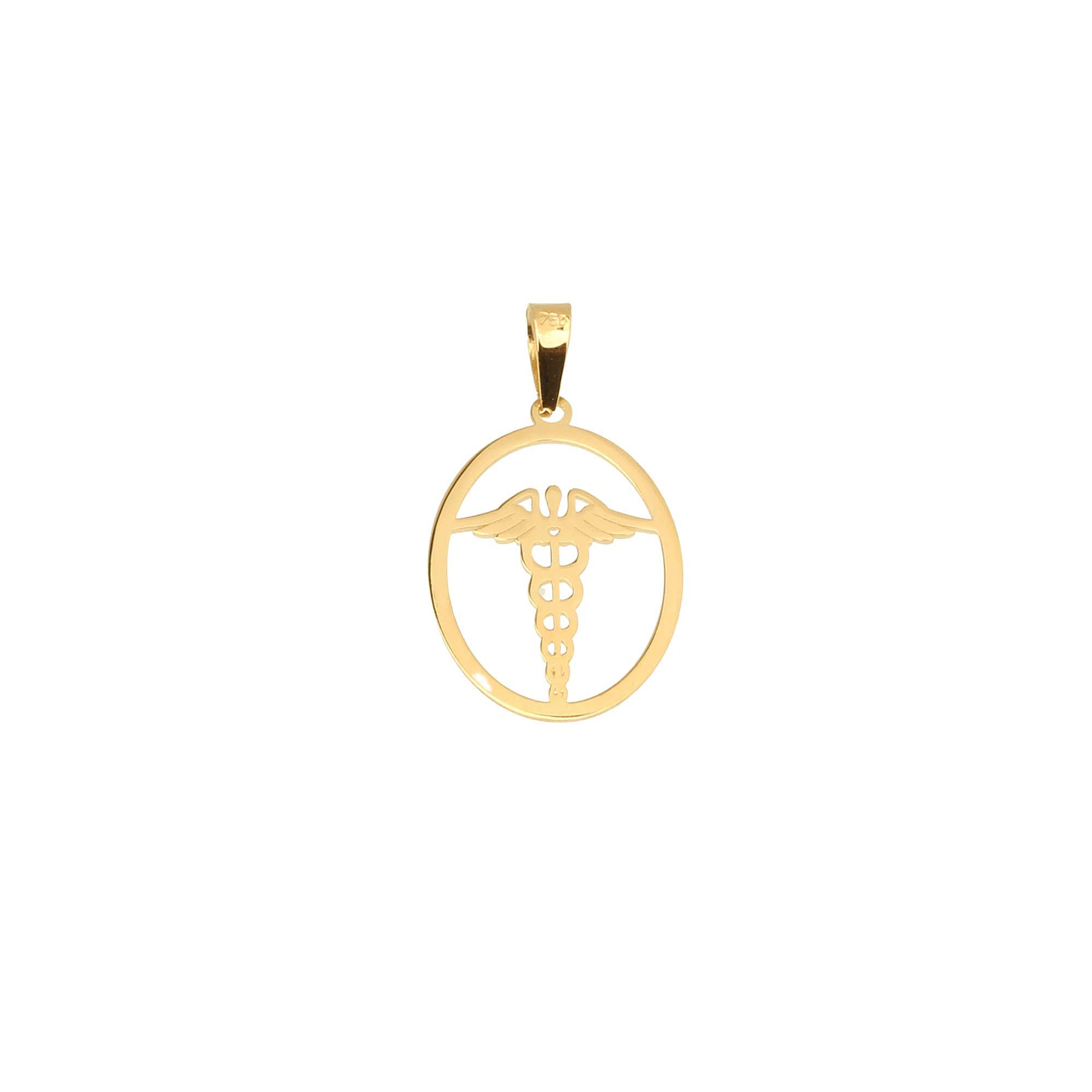 Pingente Medicina Vazado Ouro 18k