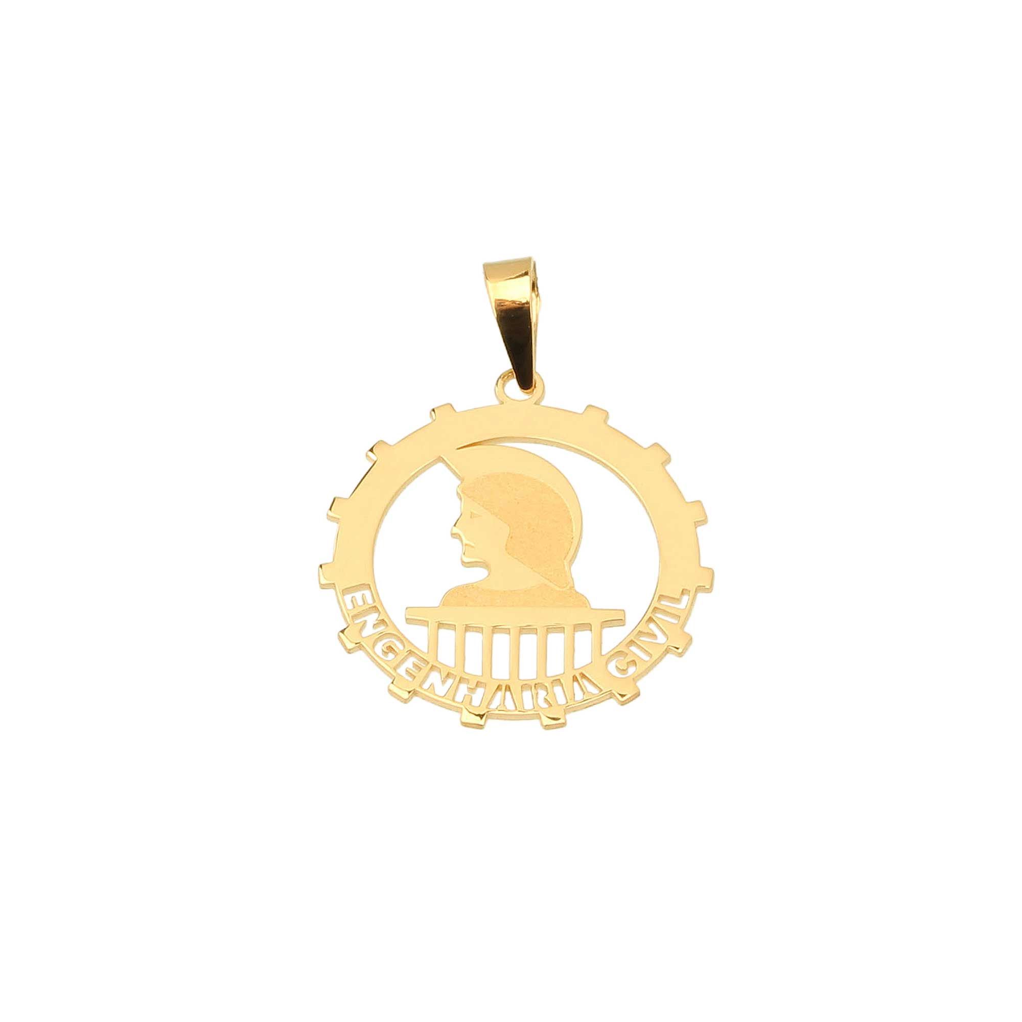 Pingente Formatura Engenharia Civil Redondo Ouro 18k