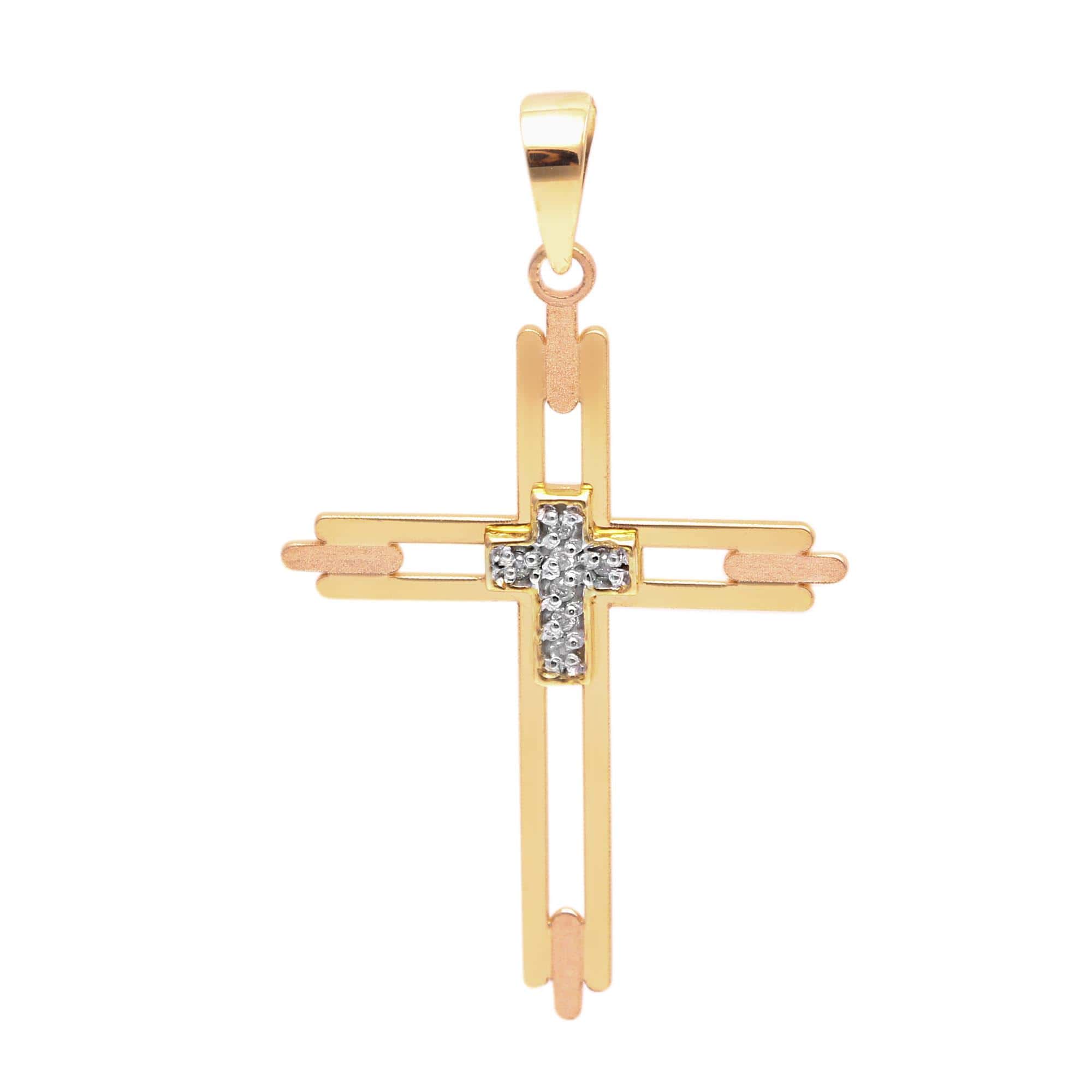 Pingente Cruz com Diamante Ouro 18k